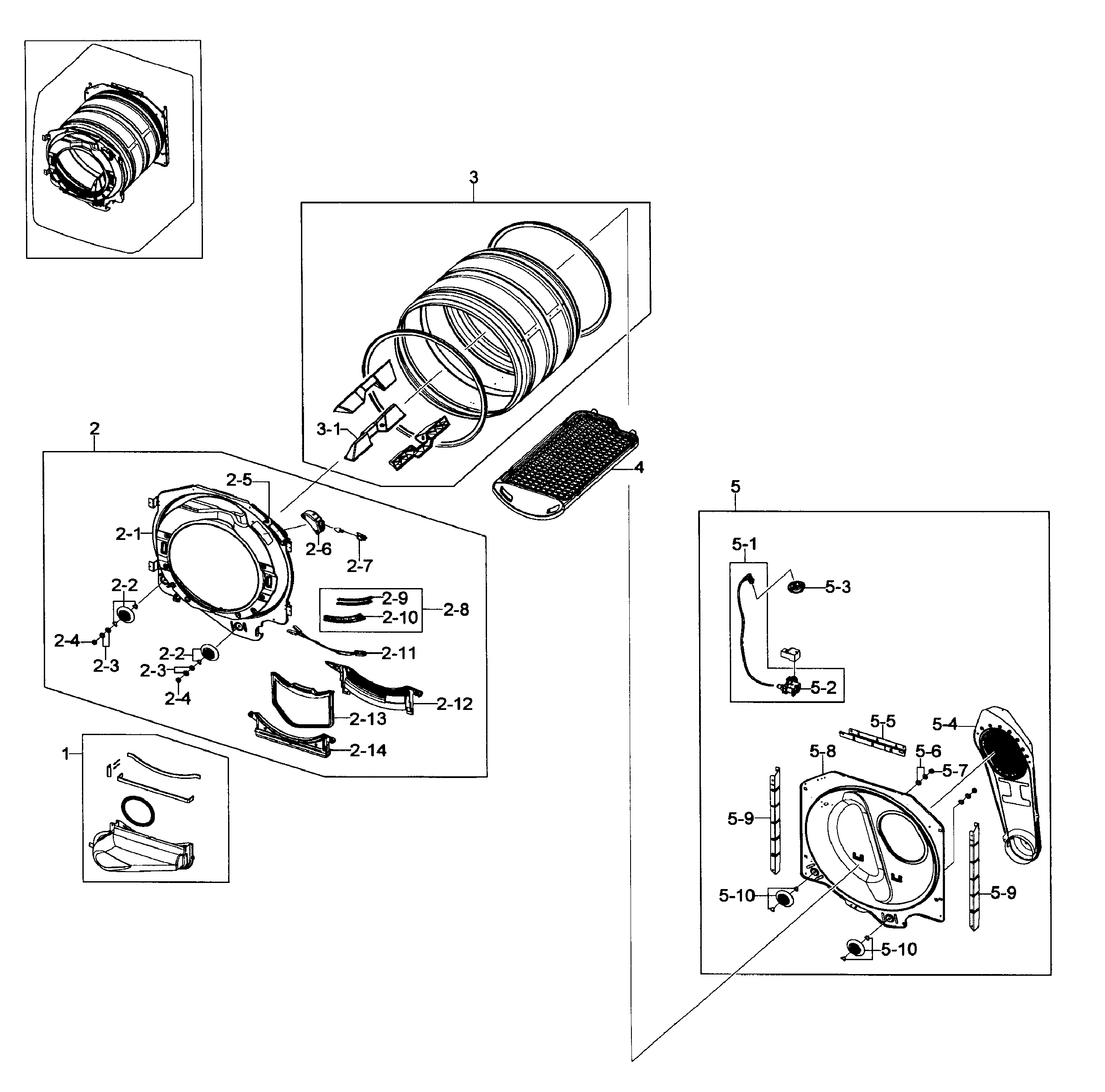 Samsung DV419AEU/XAA-01 drum assy diagram