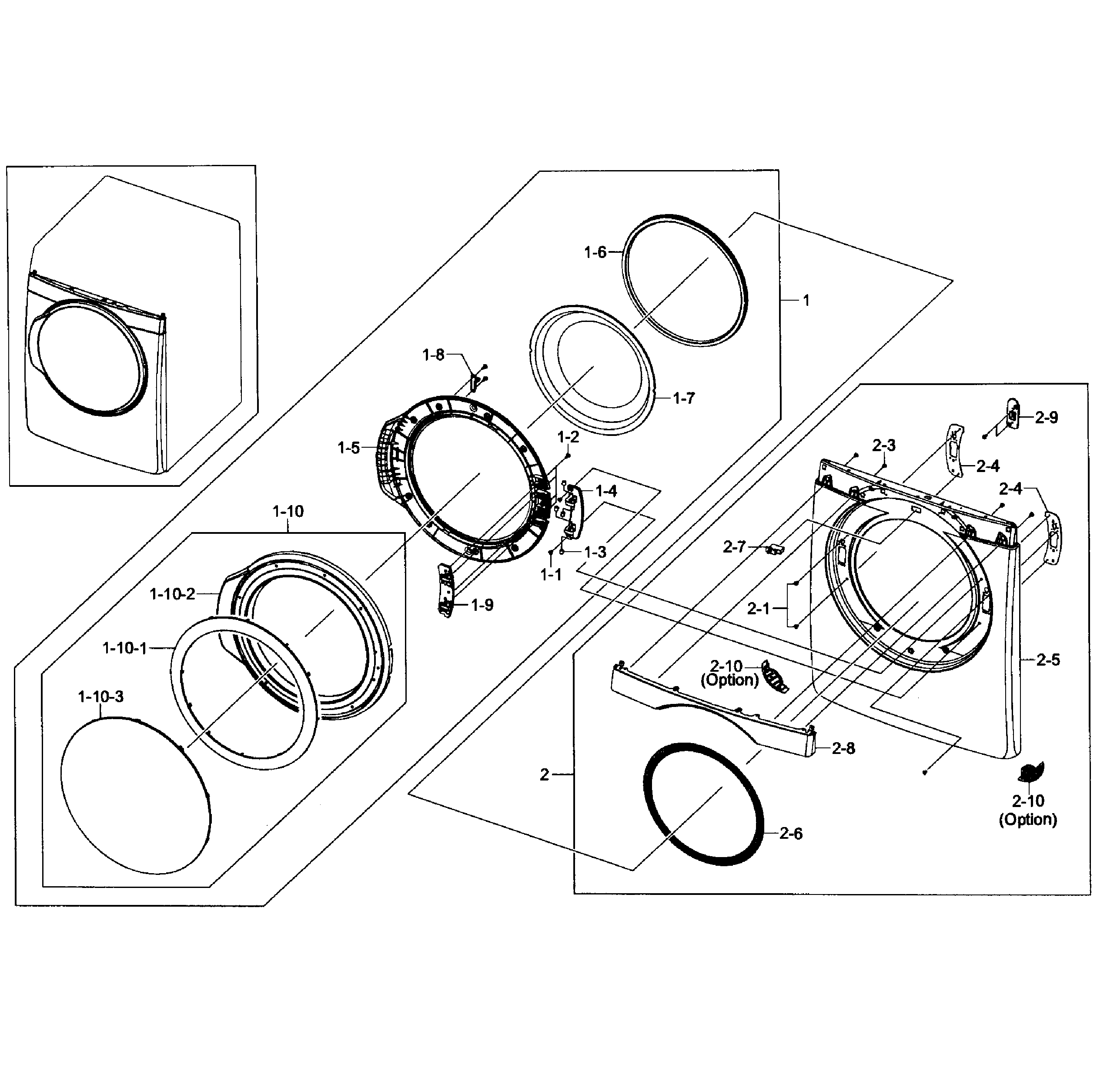 Samsung DV448AEW/XAA-03 front/door assy diagram