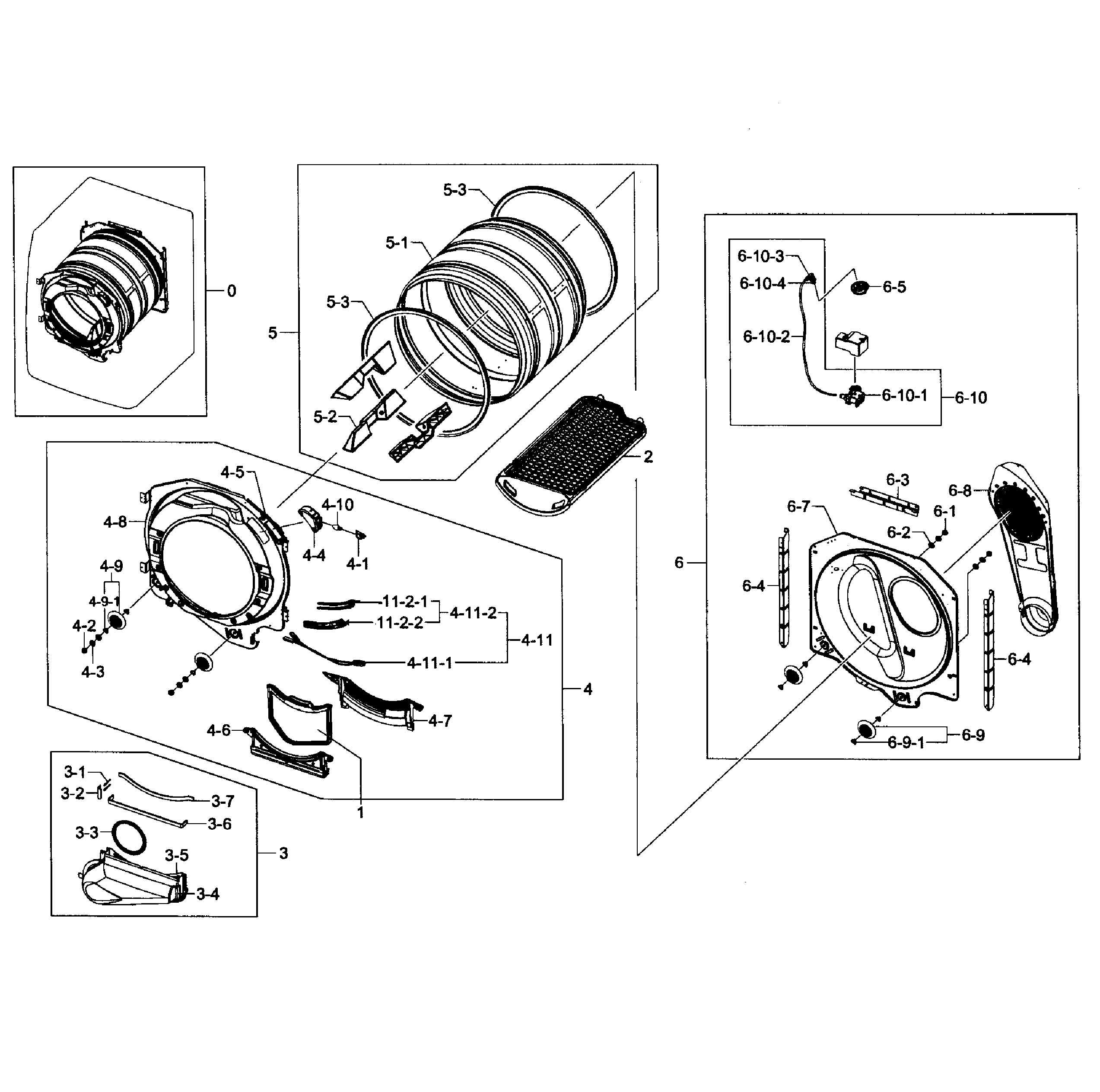 Samsung DV448AEW/XAA-03 drum assy diagram