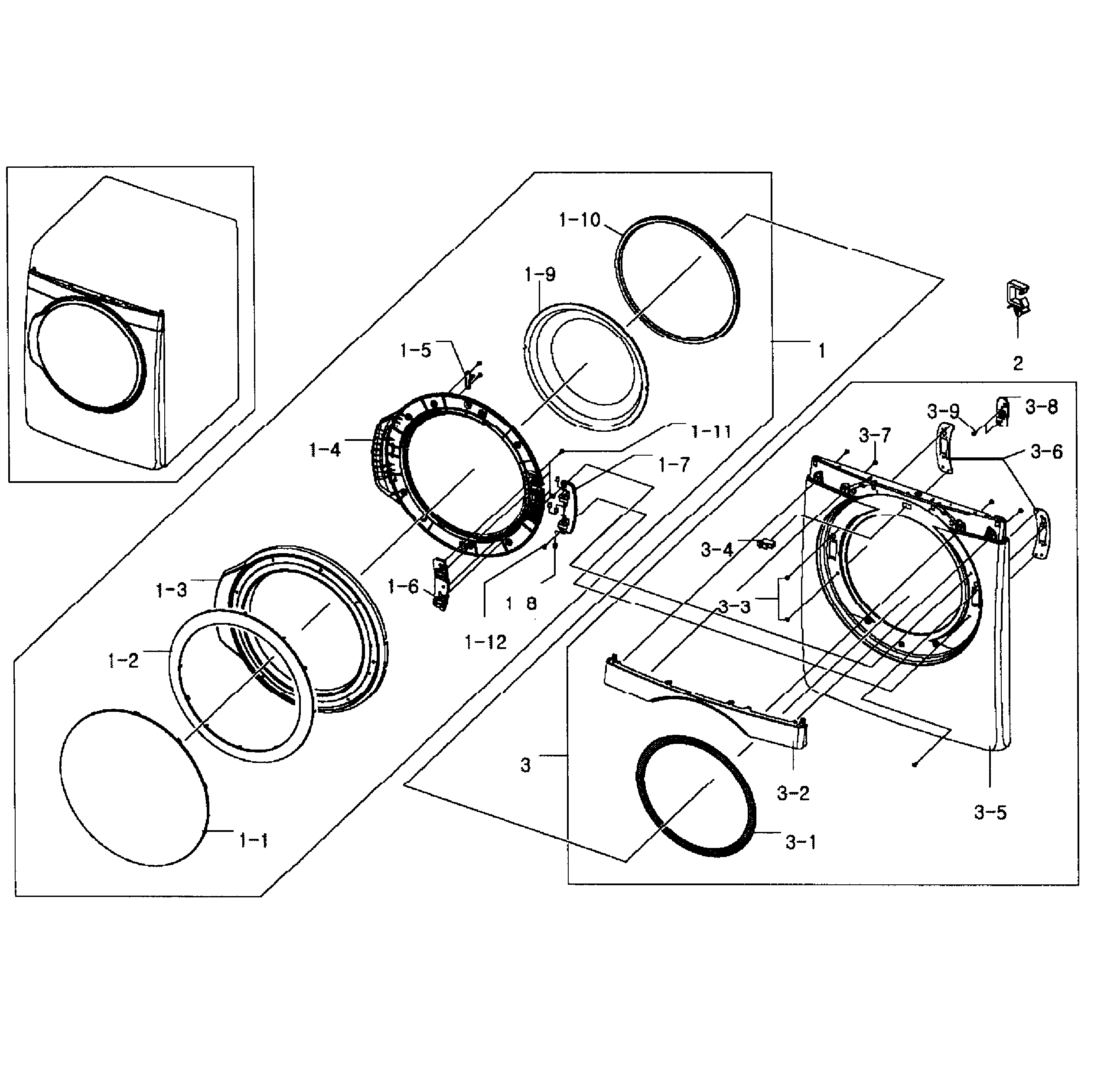 Samsung DV448AEP/XAA-02 front/door assy diagram