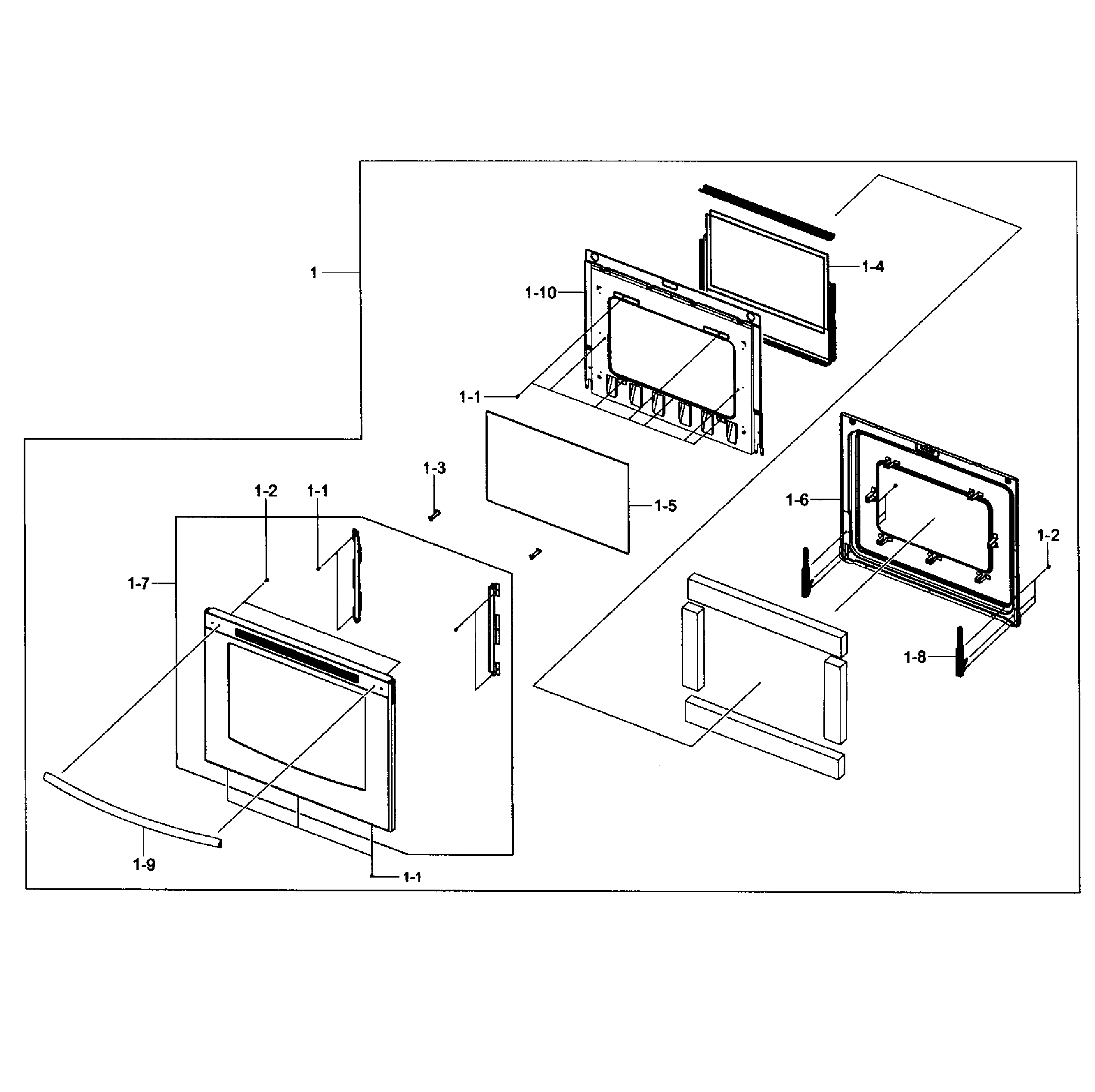 Samsung NE597N0PBSR/AA-01 door assy diagram