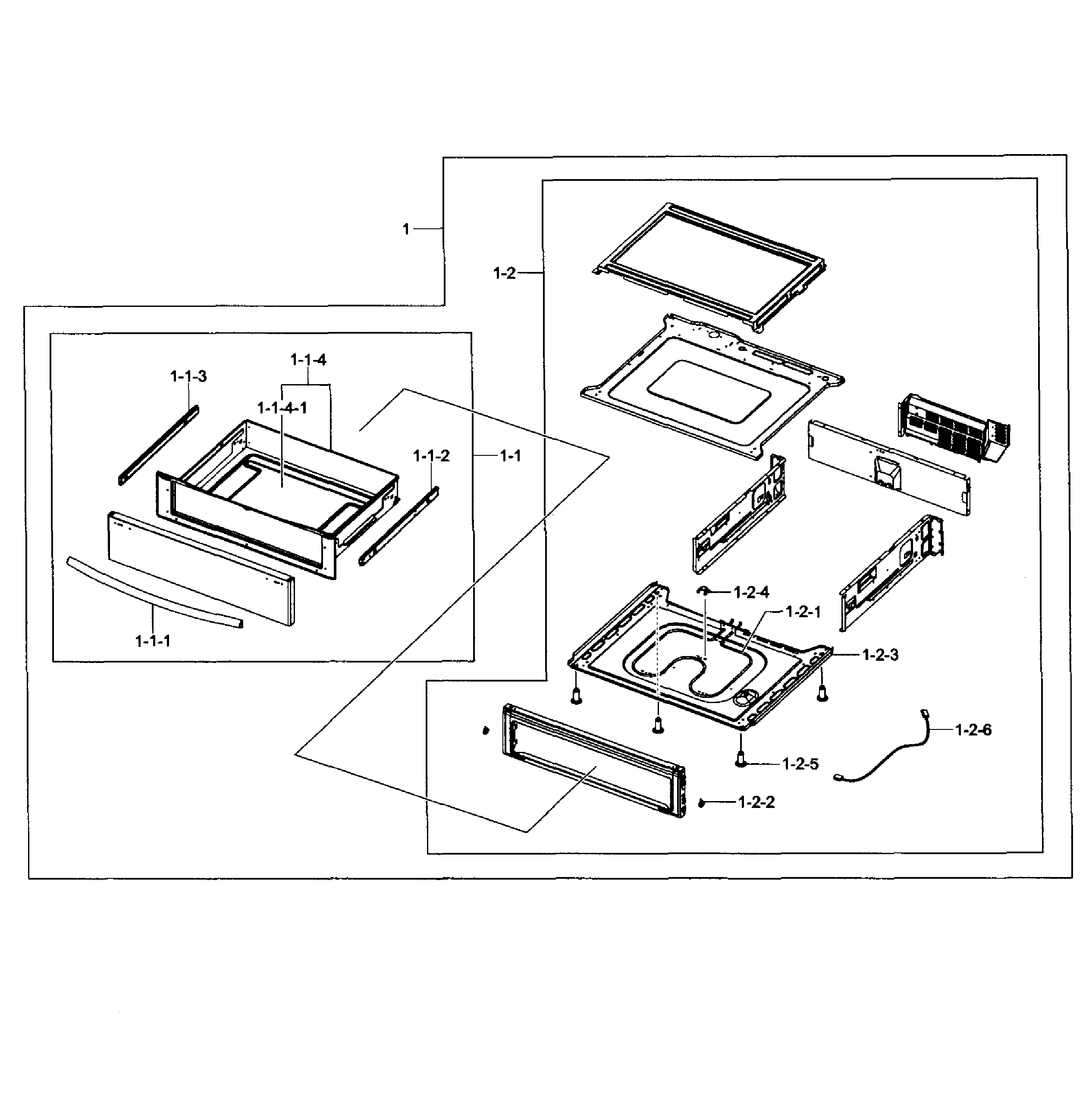 Samsung NE597N0PBSR/AA-01 drawer assy diagram