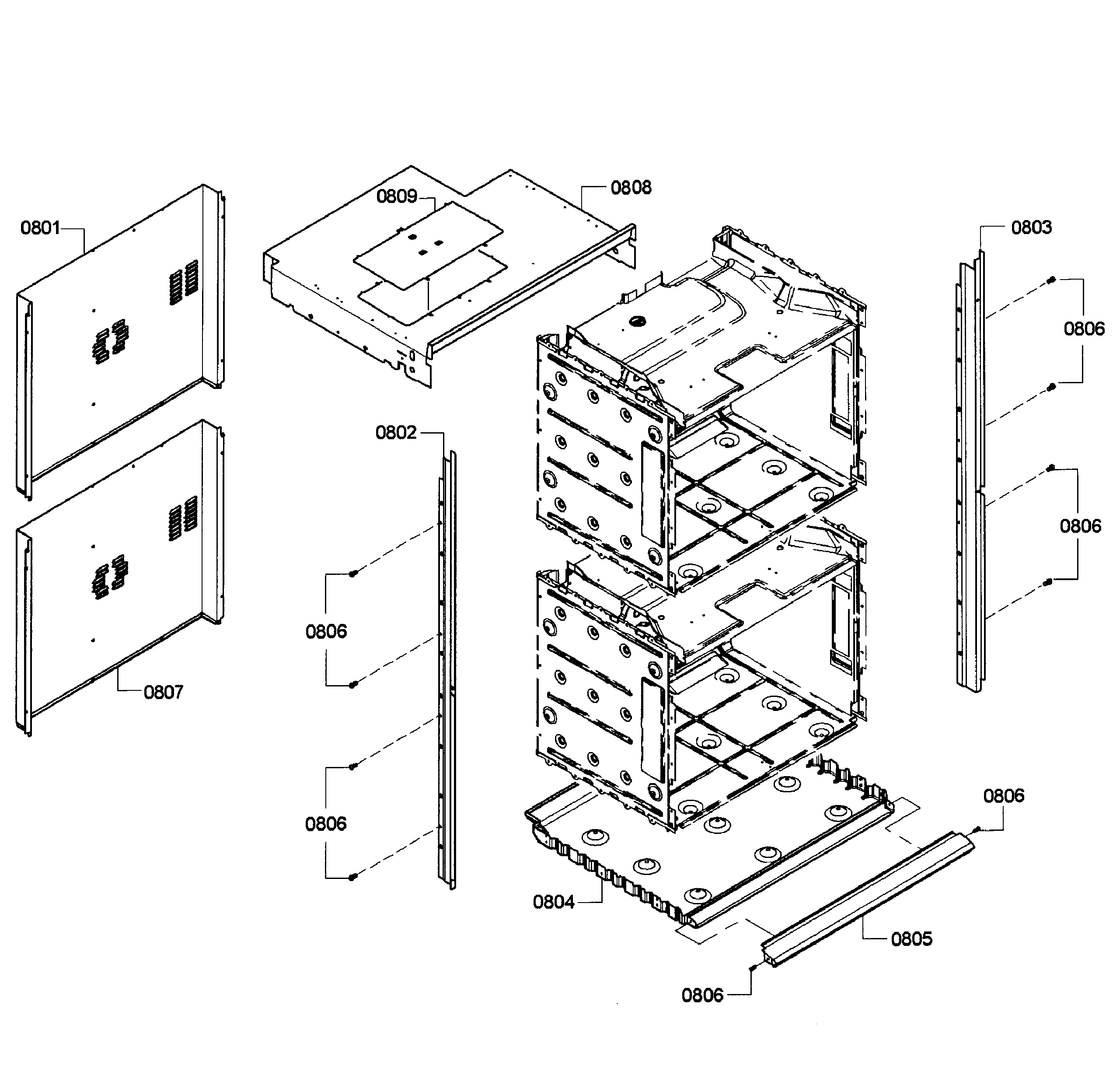Bosch HBL3560UC/04 cabinet assy diagram