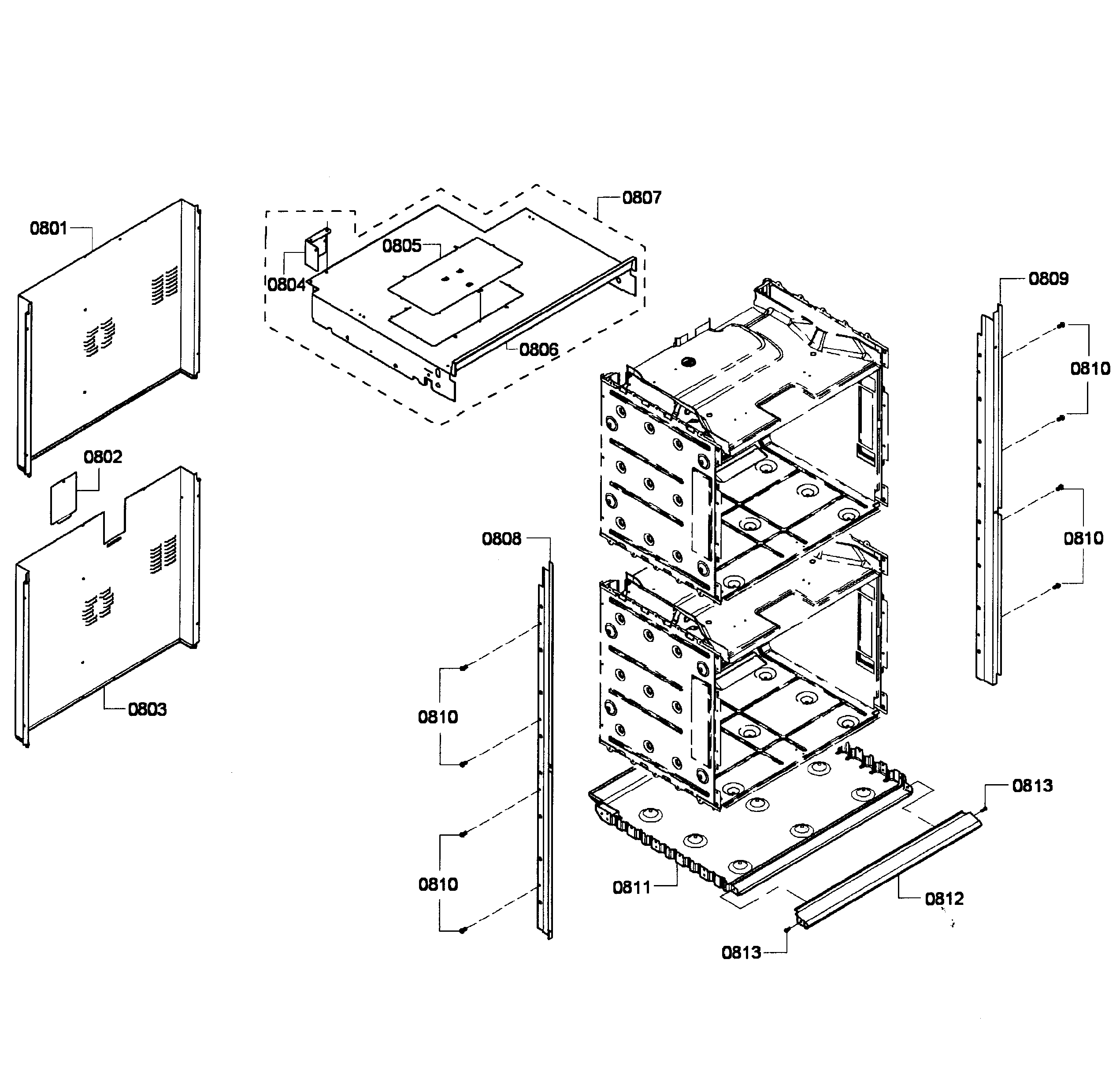 Bosch HBL3560UC/07 cabinet assy diagram