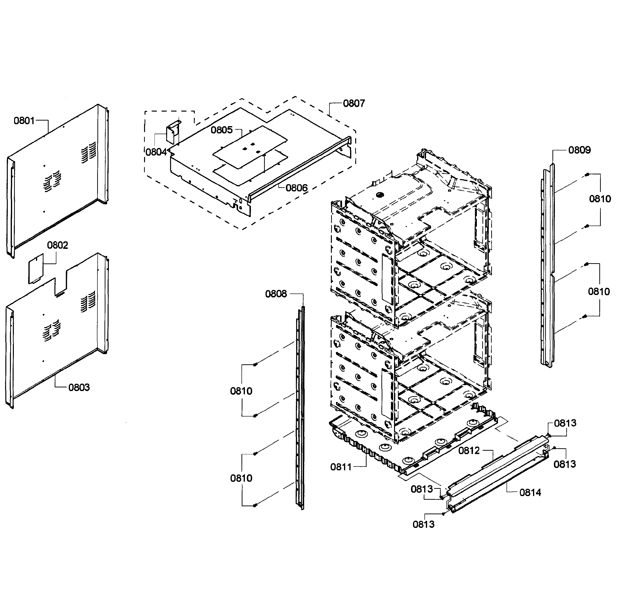 Bosch HBL3560UC/08 cabinet assy diagram