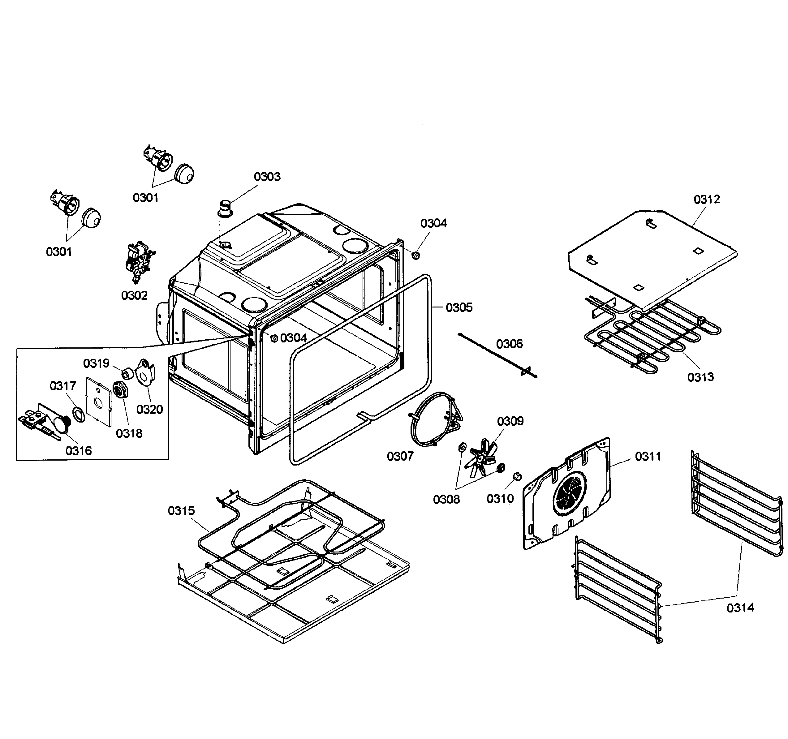 Bosch HBN5650UC/03 oven upper diagram