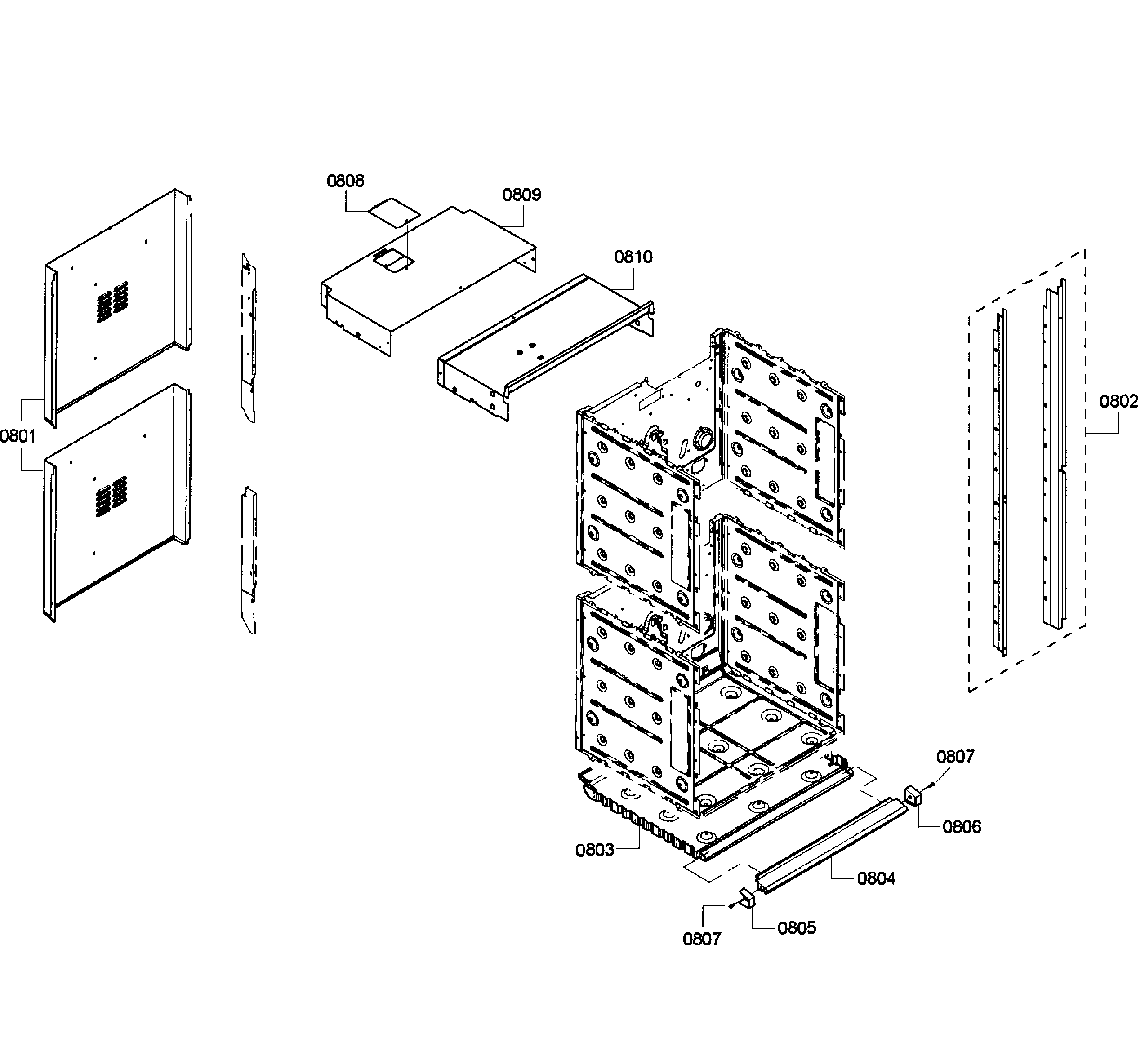 Bosch HBN5650UC/04 cabinet assy diagram