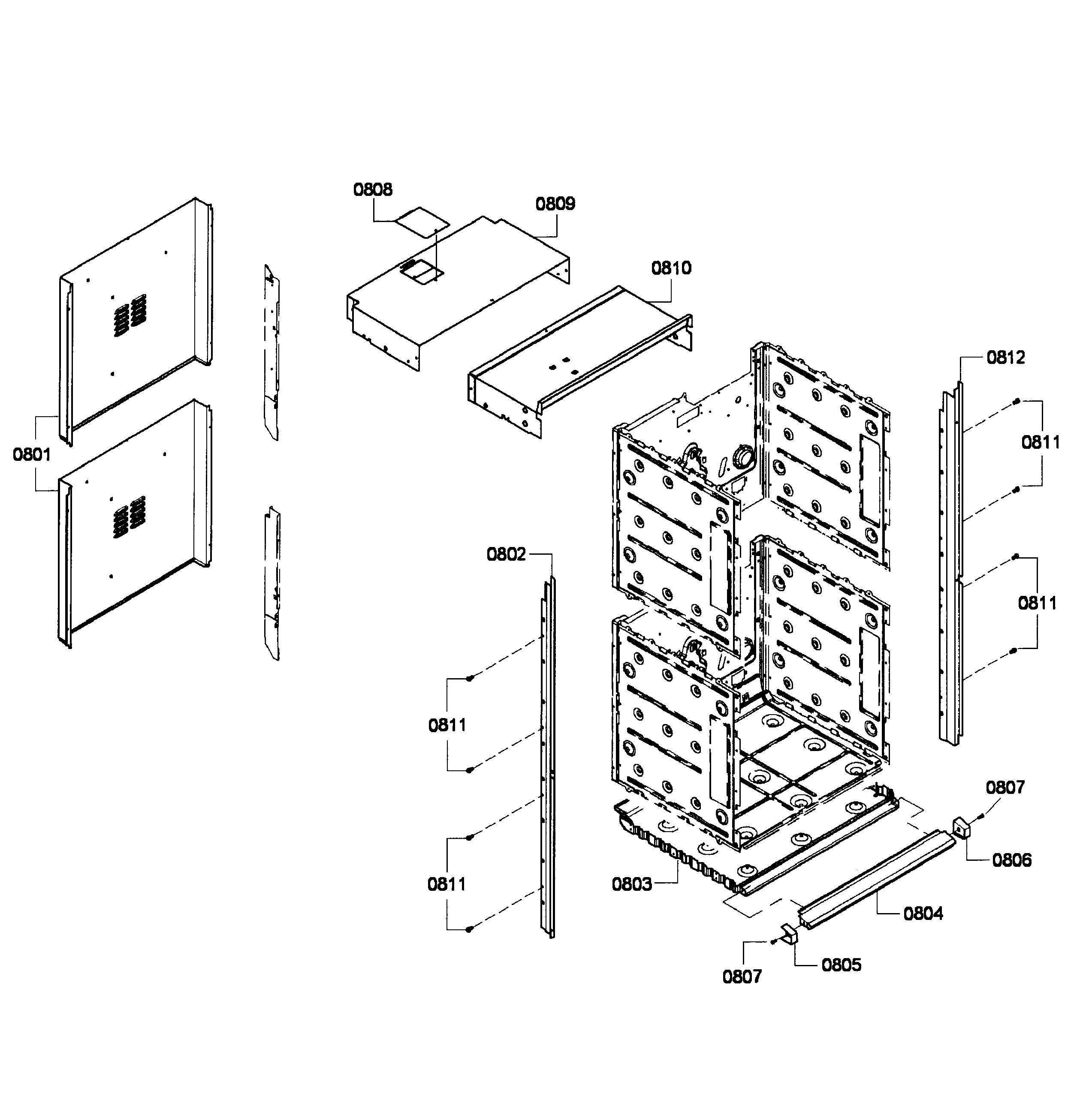 Bosch HBN5650UC/05 cabinet assy diagram