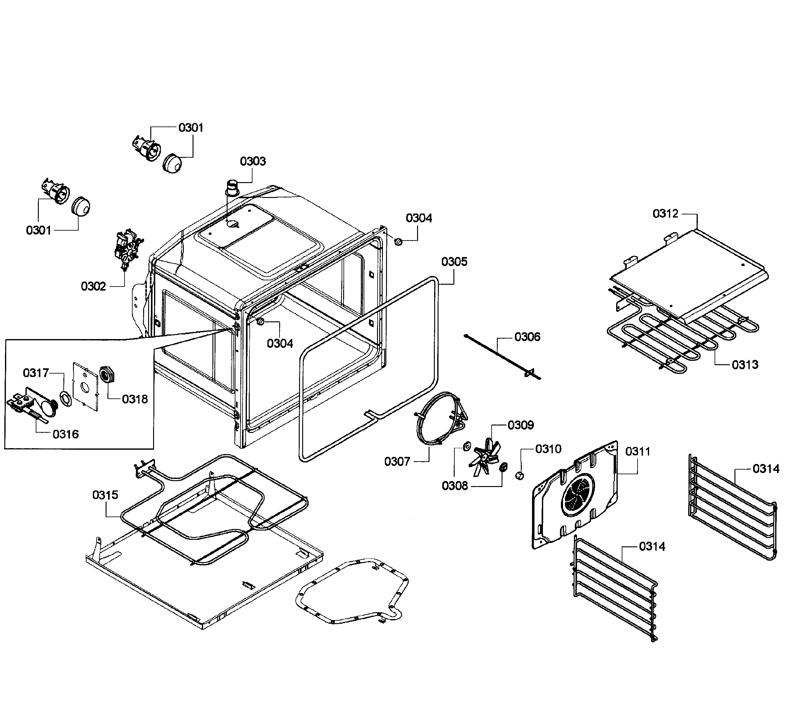 Bosch HBN5650UC/06 oven upper diagram
