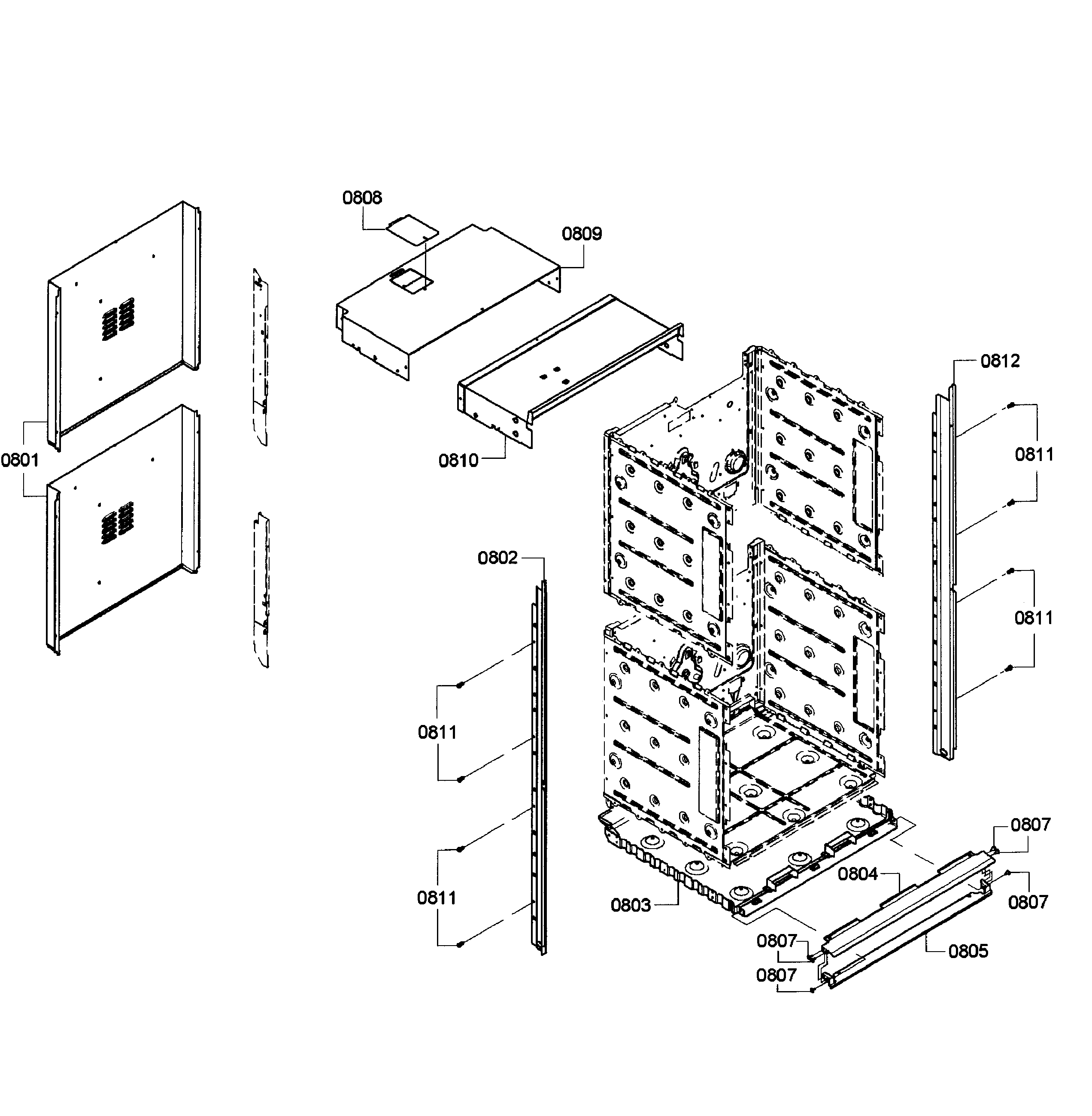 Bosch HBN5650UC/09 cabinet assy diagram