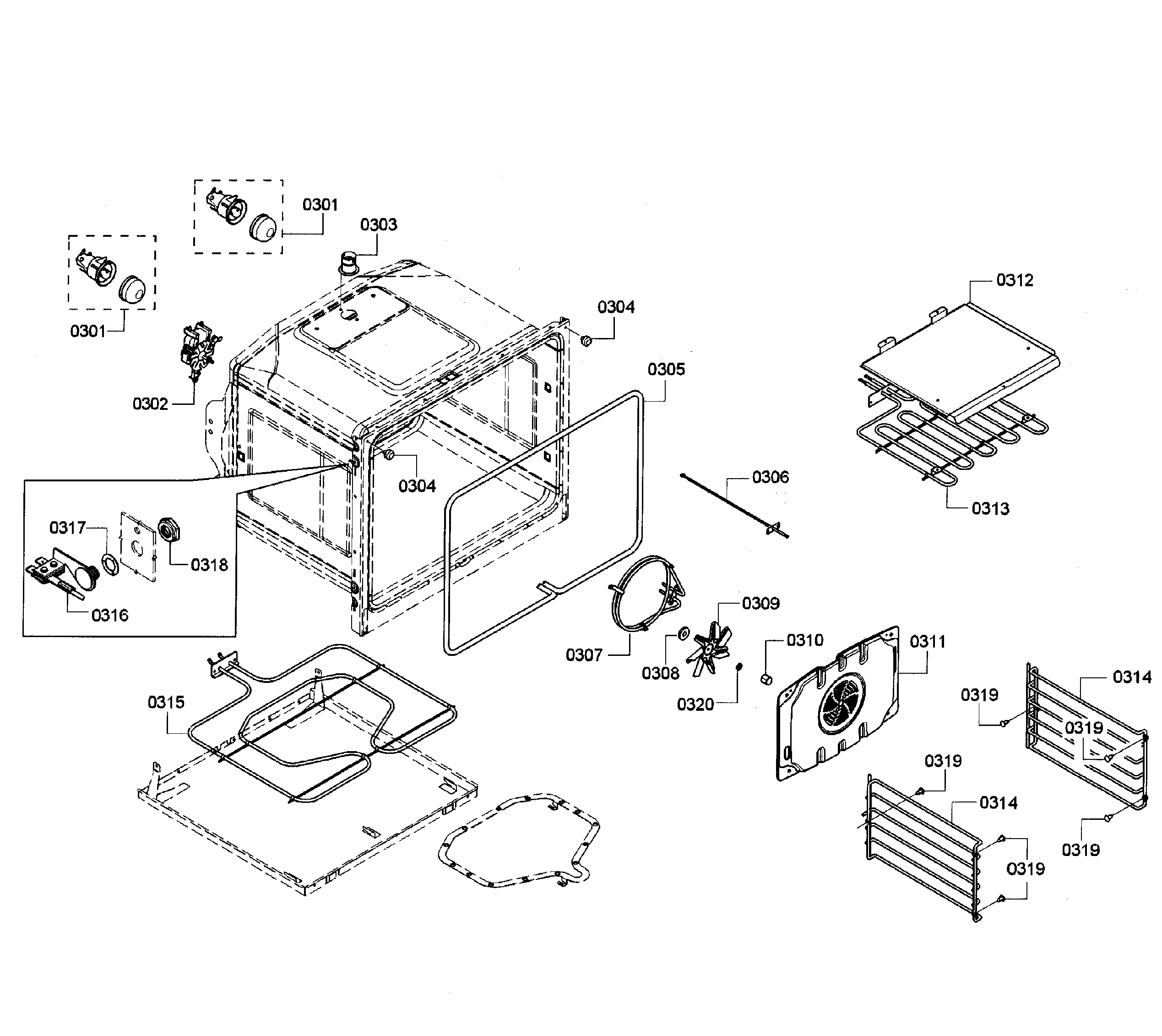 Bosch HBN5650UC/10 oven upper diagram