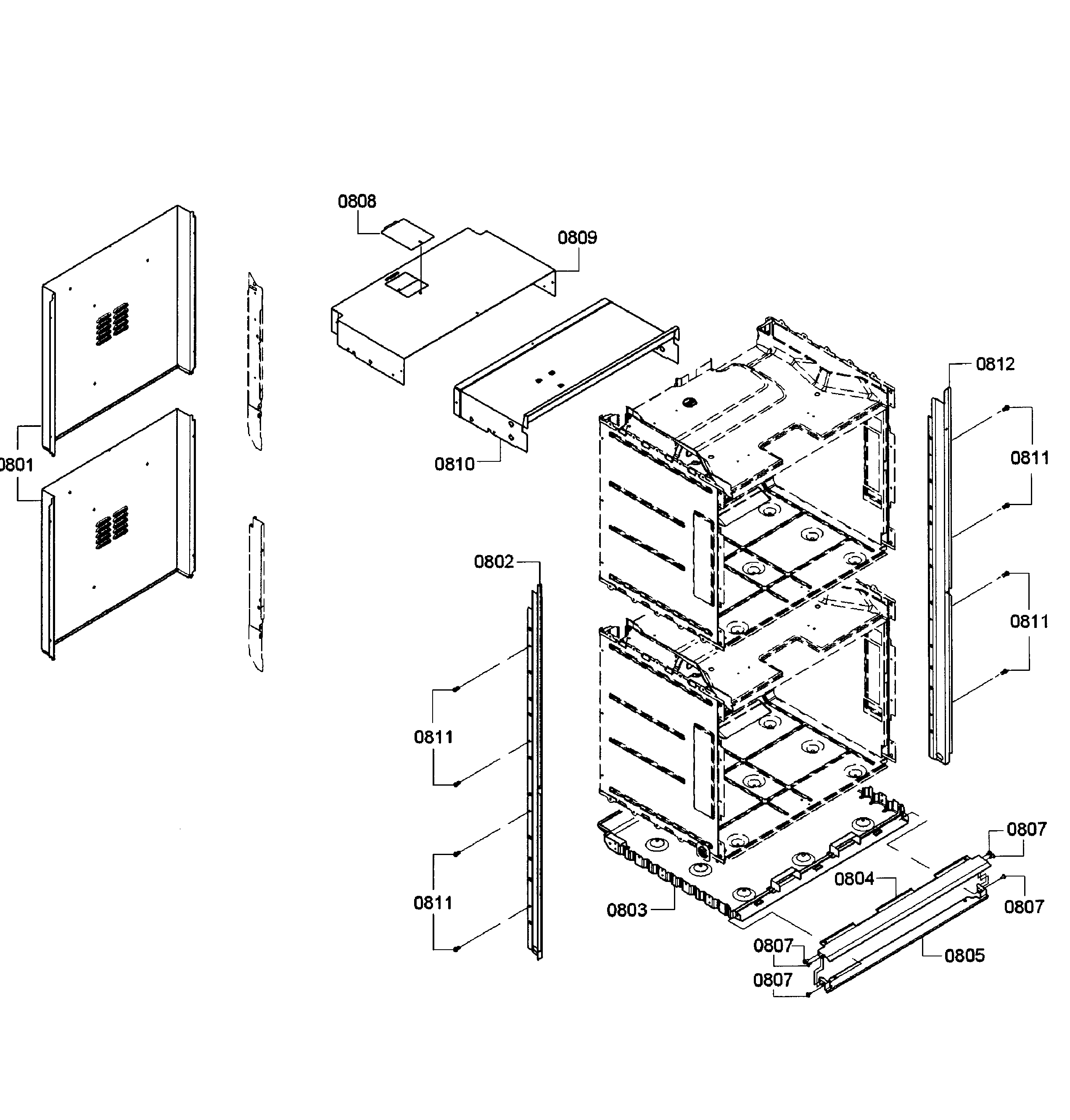 Bosch HBN5650UC/10 cabinet assy diagram