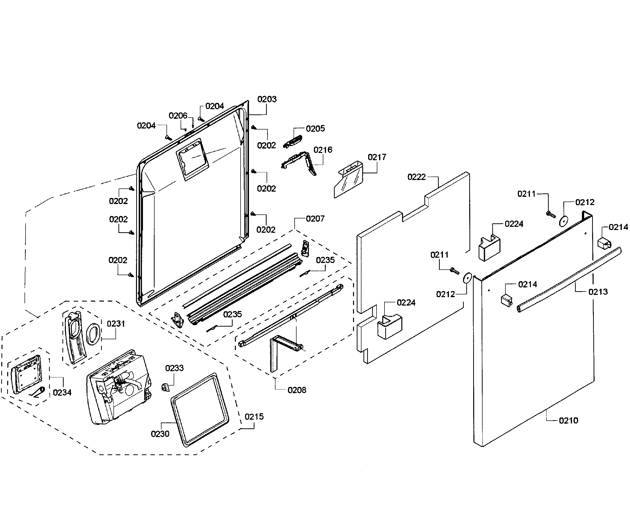 Bosch SHX65T55UC/01 door assy diagram