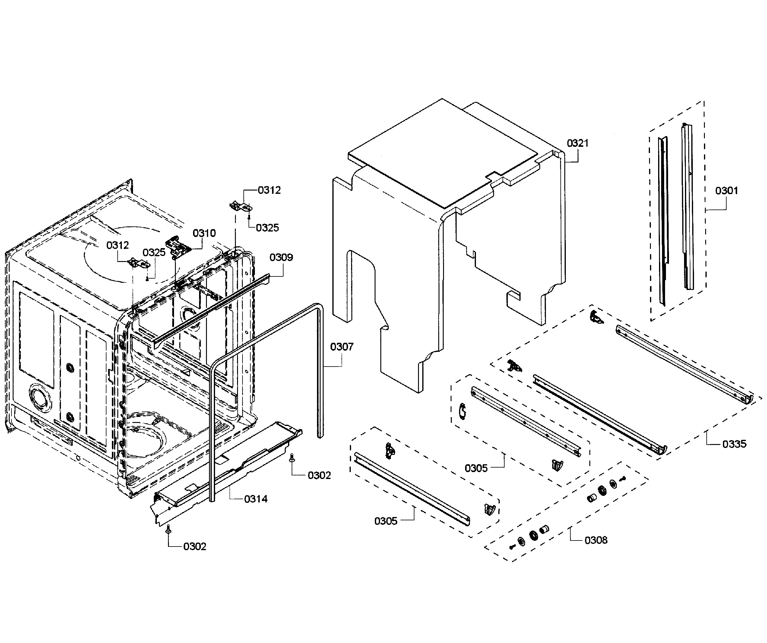 Bosch SHX65T55UC/01 cabinet diagram