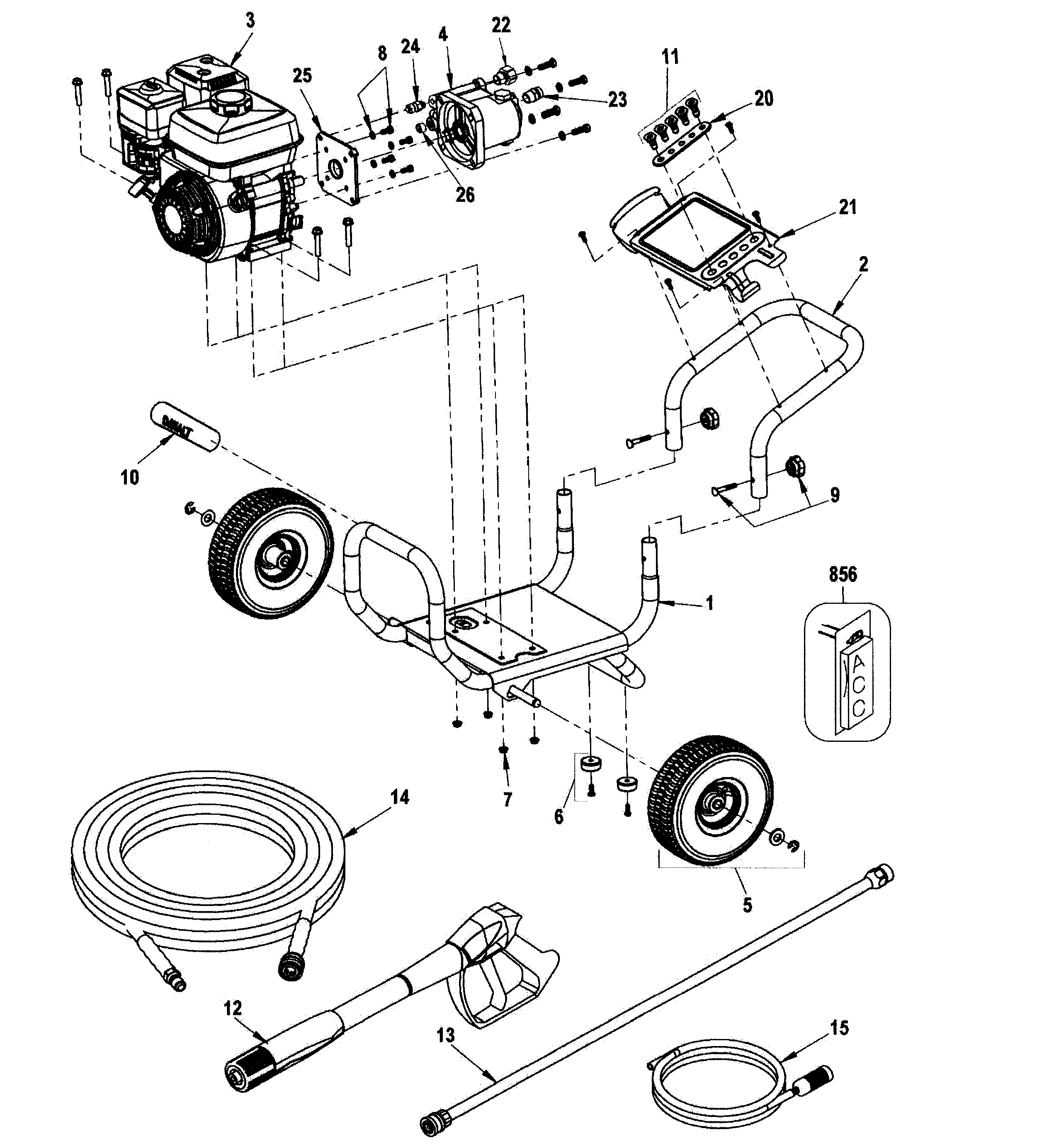 DeWalt DXPW3025 TYPE0 frame assy diagram