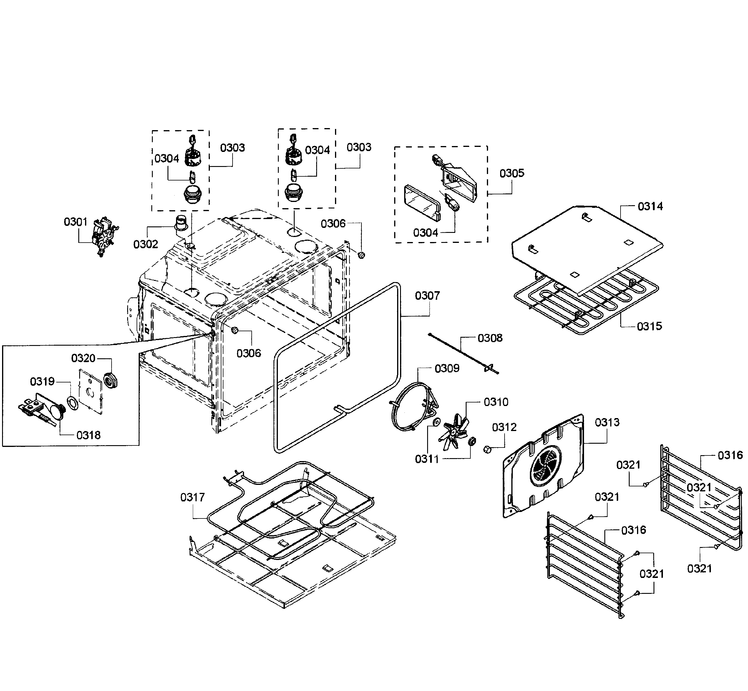 Bosch HBL8450UC/10 oven assy diagram