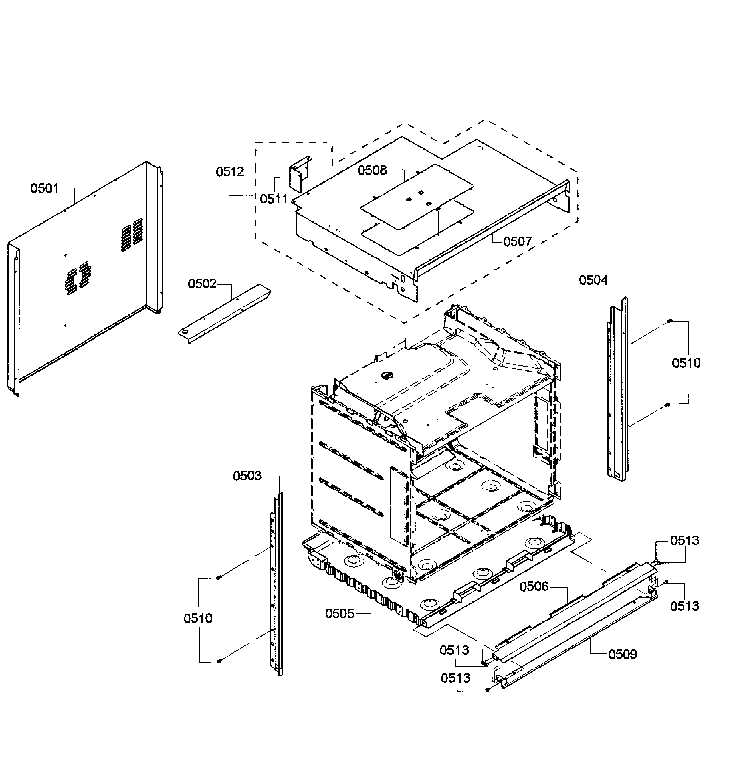 Bosch HBL8450UC/10 cabinet assy diagram