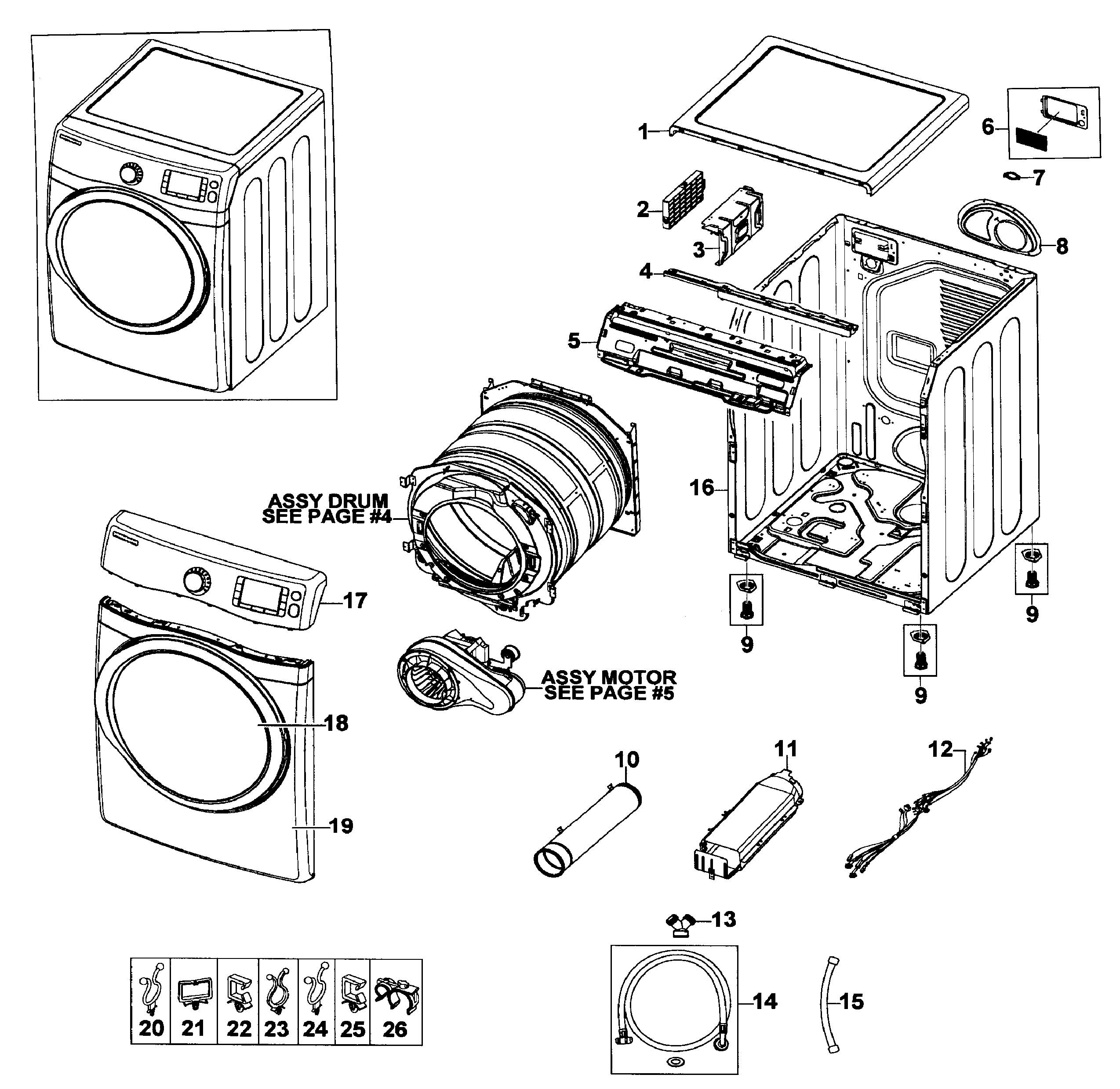 Samsung DV520AEP/XAA-01 main assy diagram