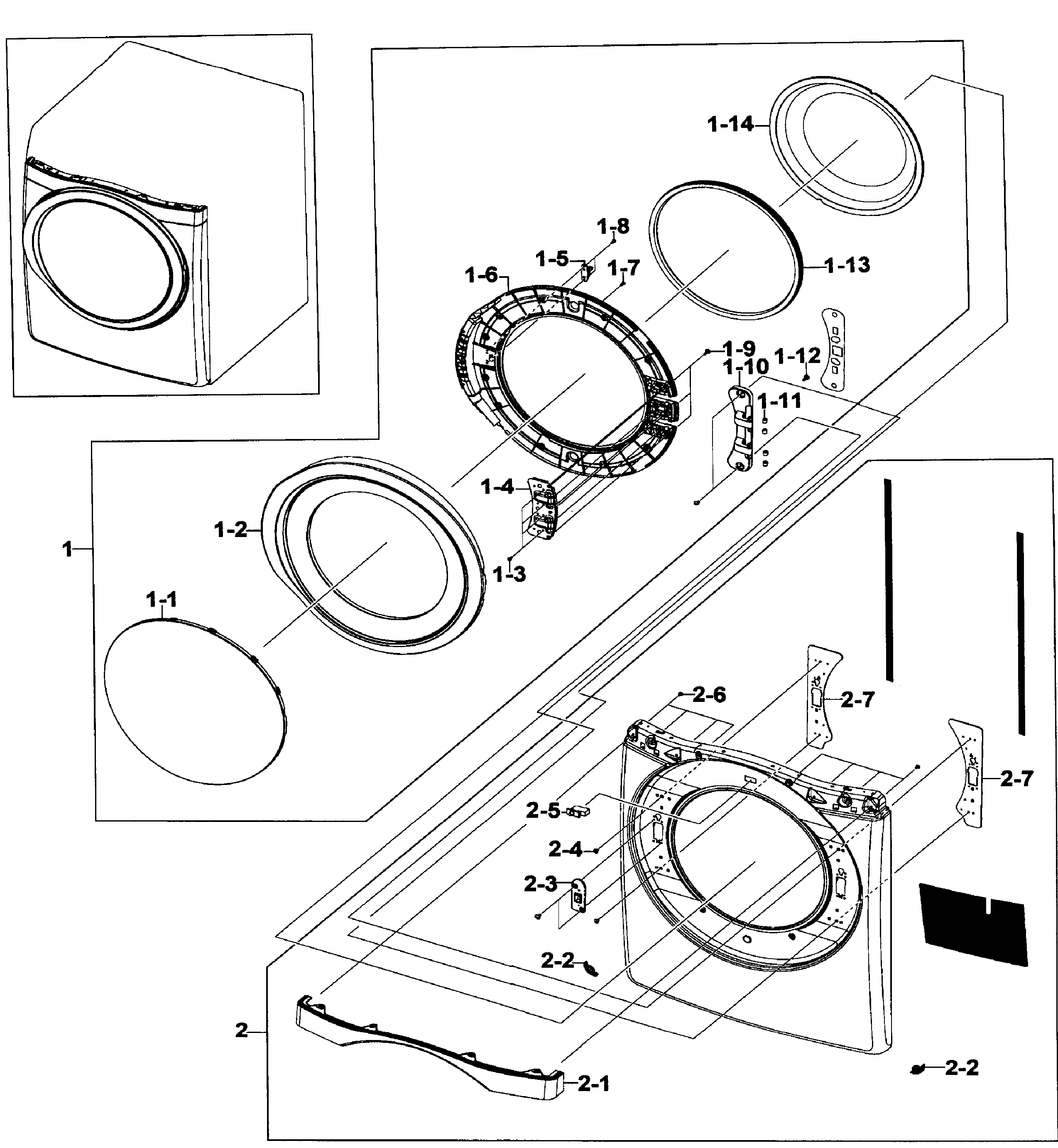 Samsung DV520AEP/XAA-01 front/door assy diagram