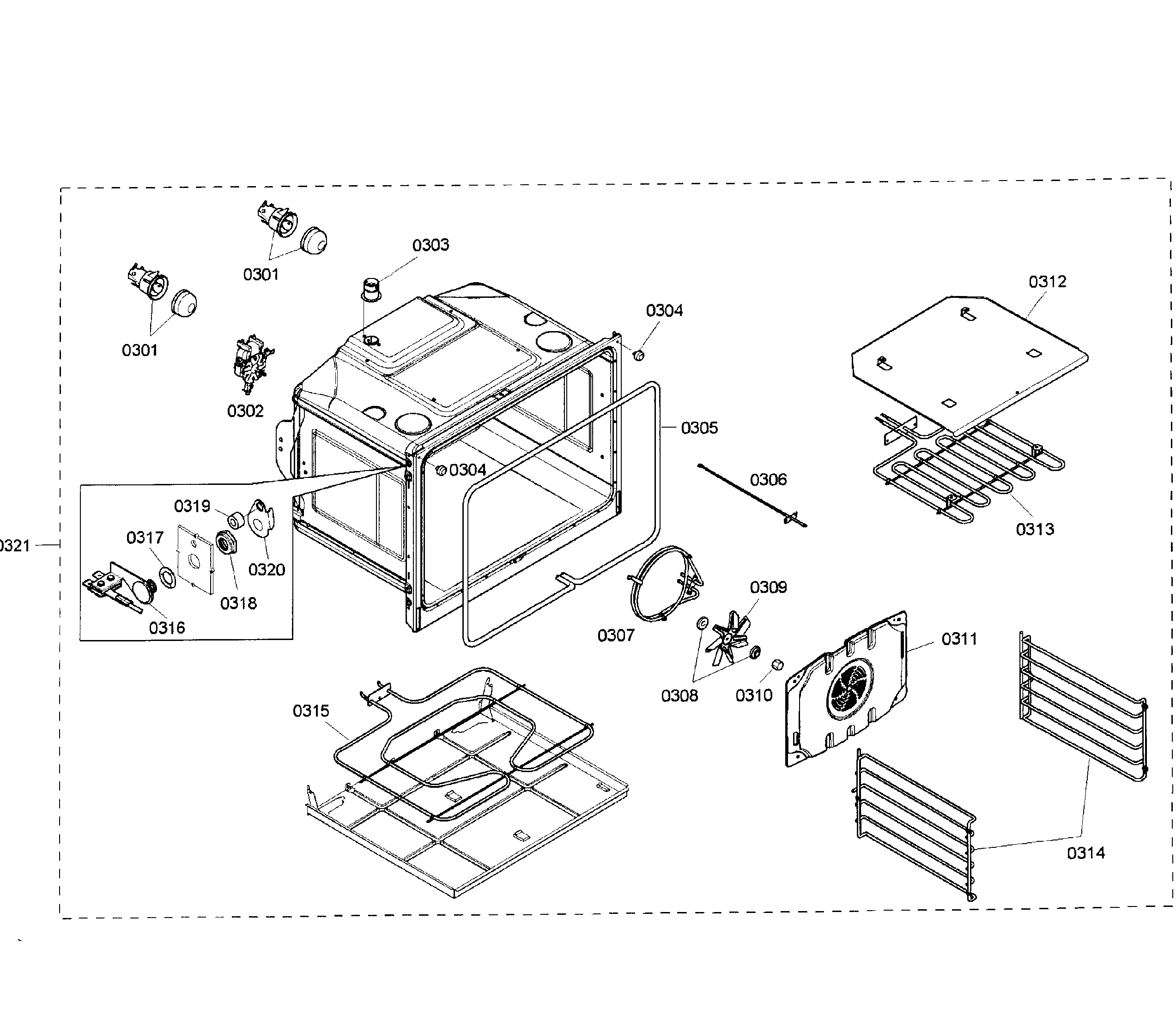 Bosch HBN5450UC/01 oven assy diagram