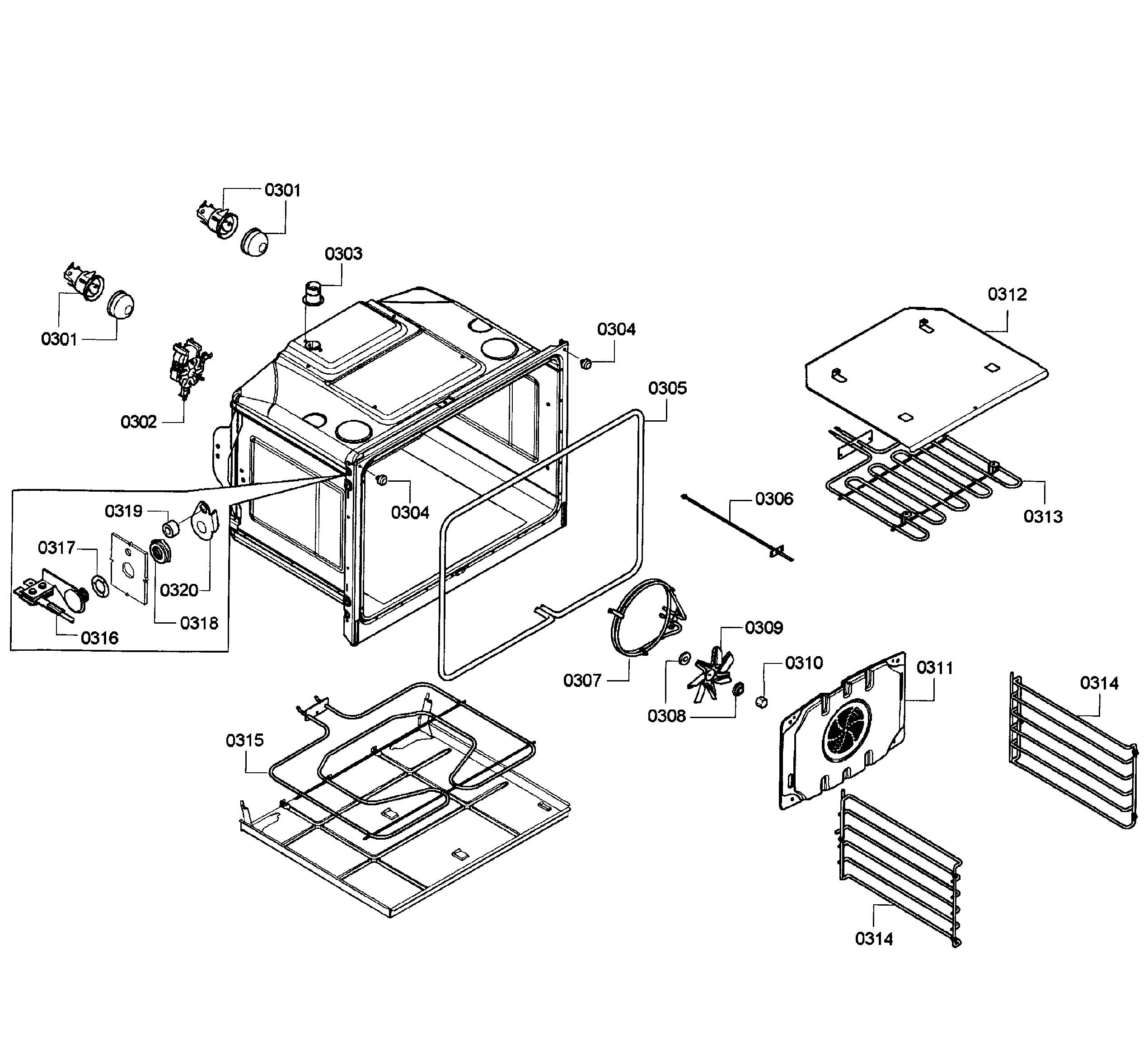 Bosch HBN5450UC/04 oven assy diagram