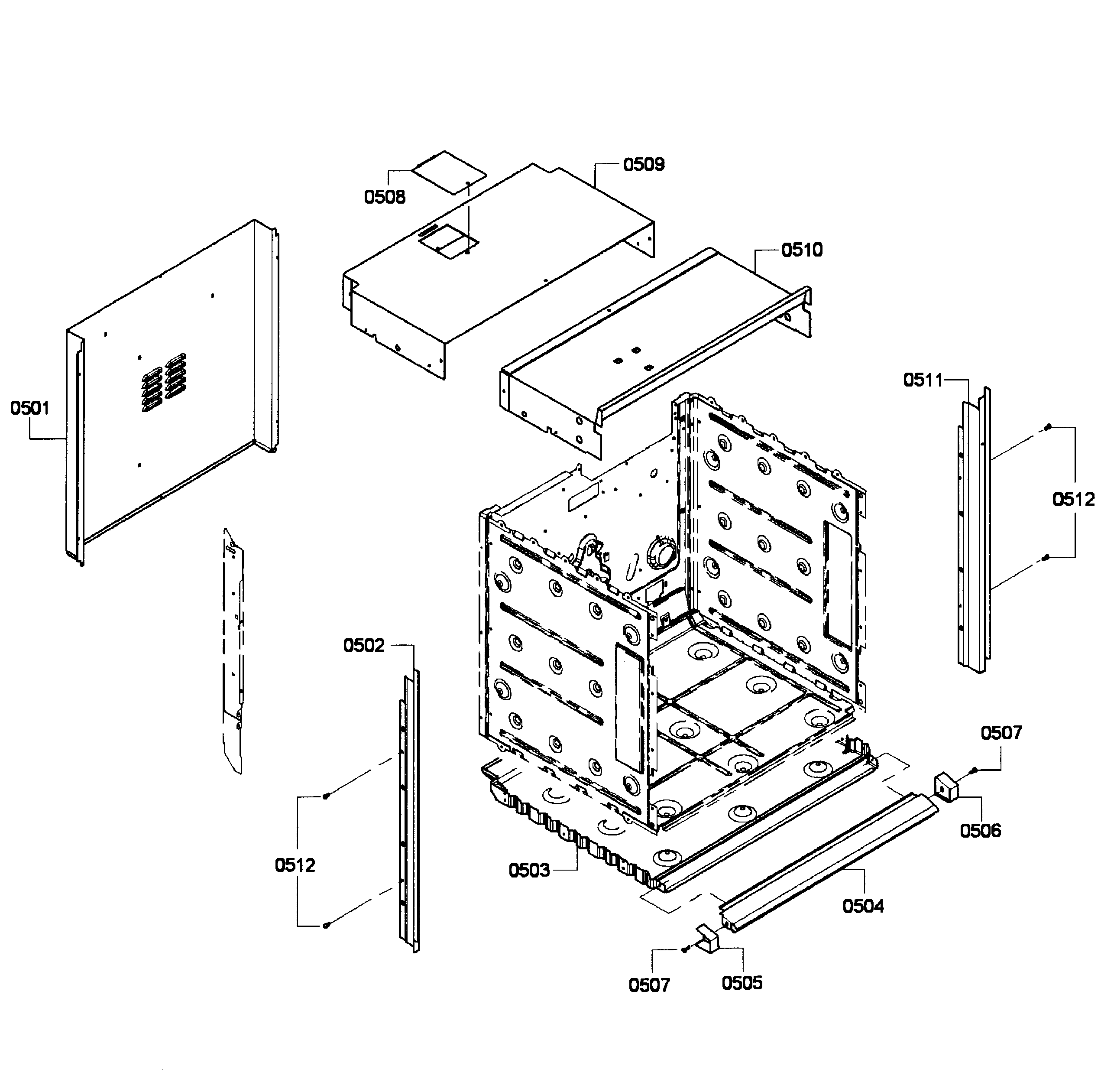 Bosch HBN5450UC/04 cabinet assy diagram