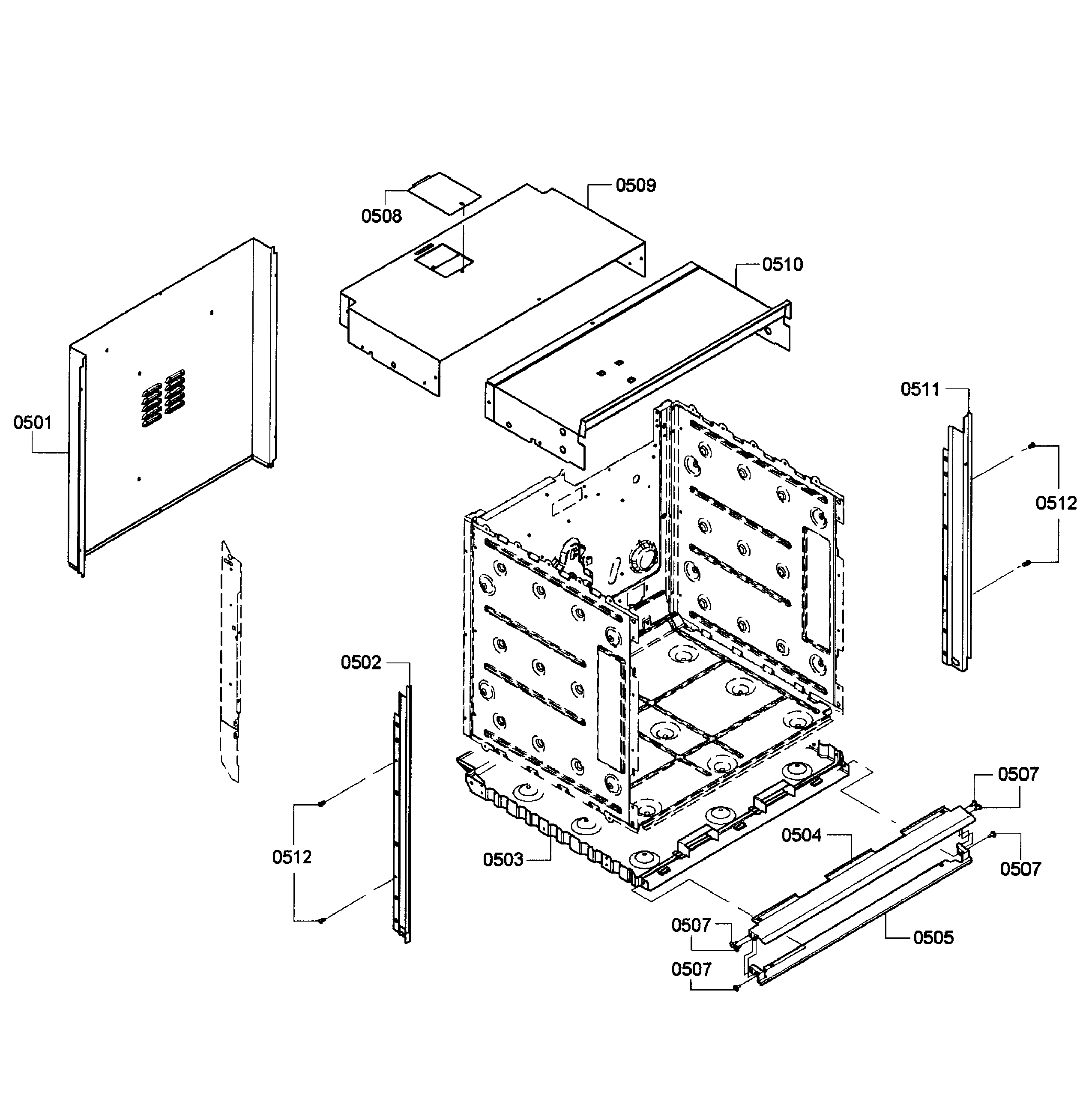 Bosch HBN5450UC/07 cabinet assy diagram