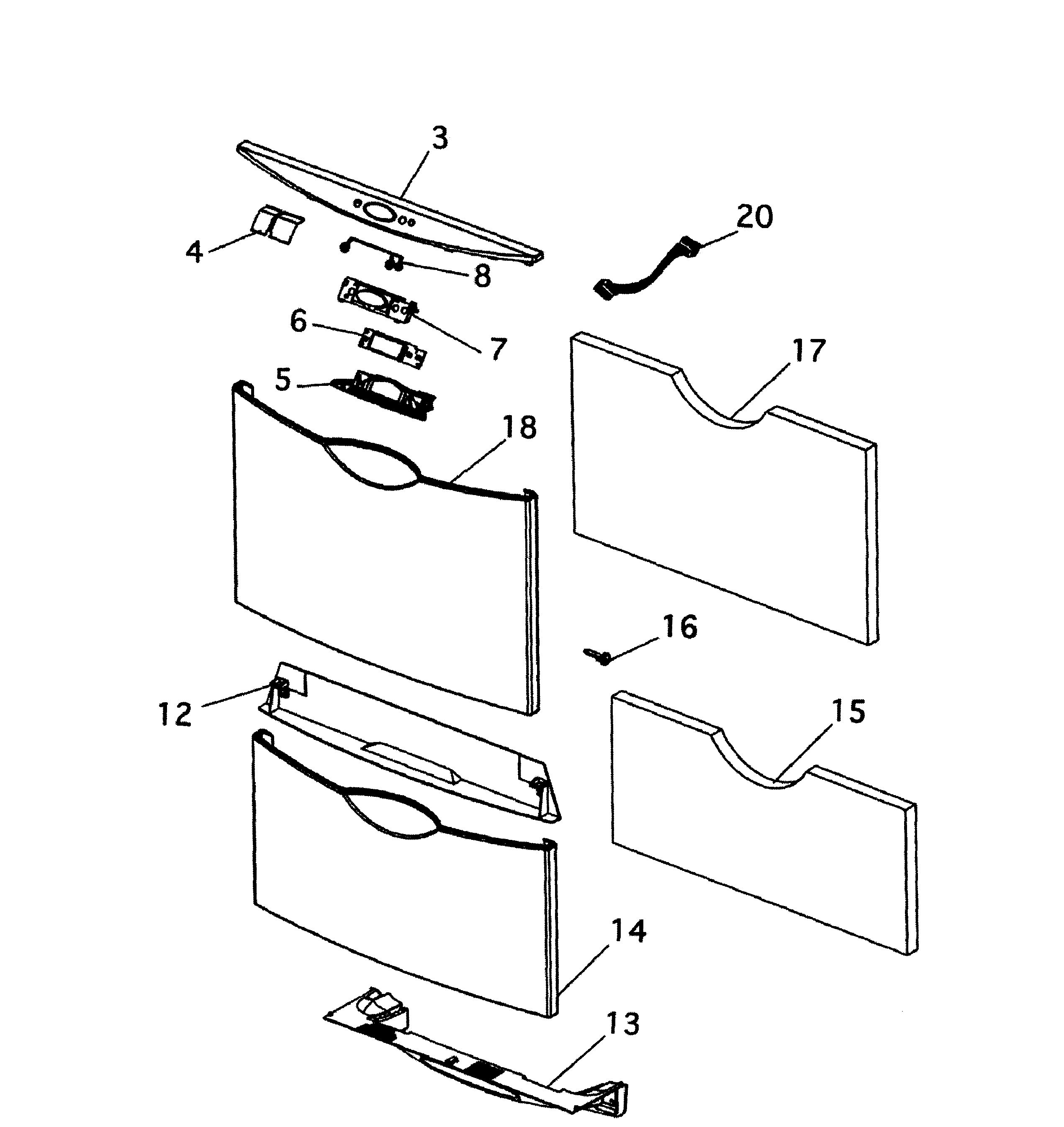 Fisher & Paykel DD603-88445-B front panels 1 diagram