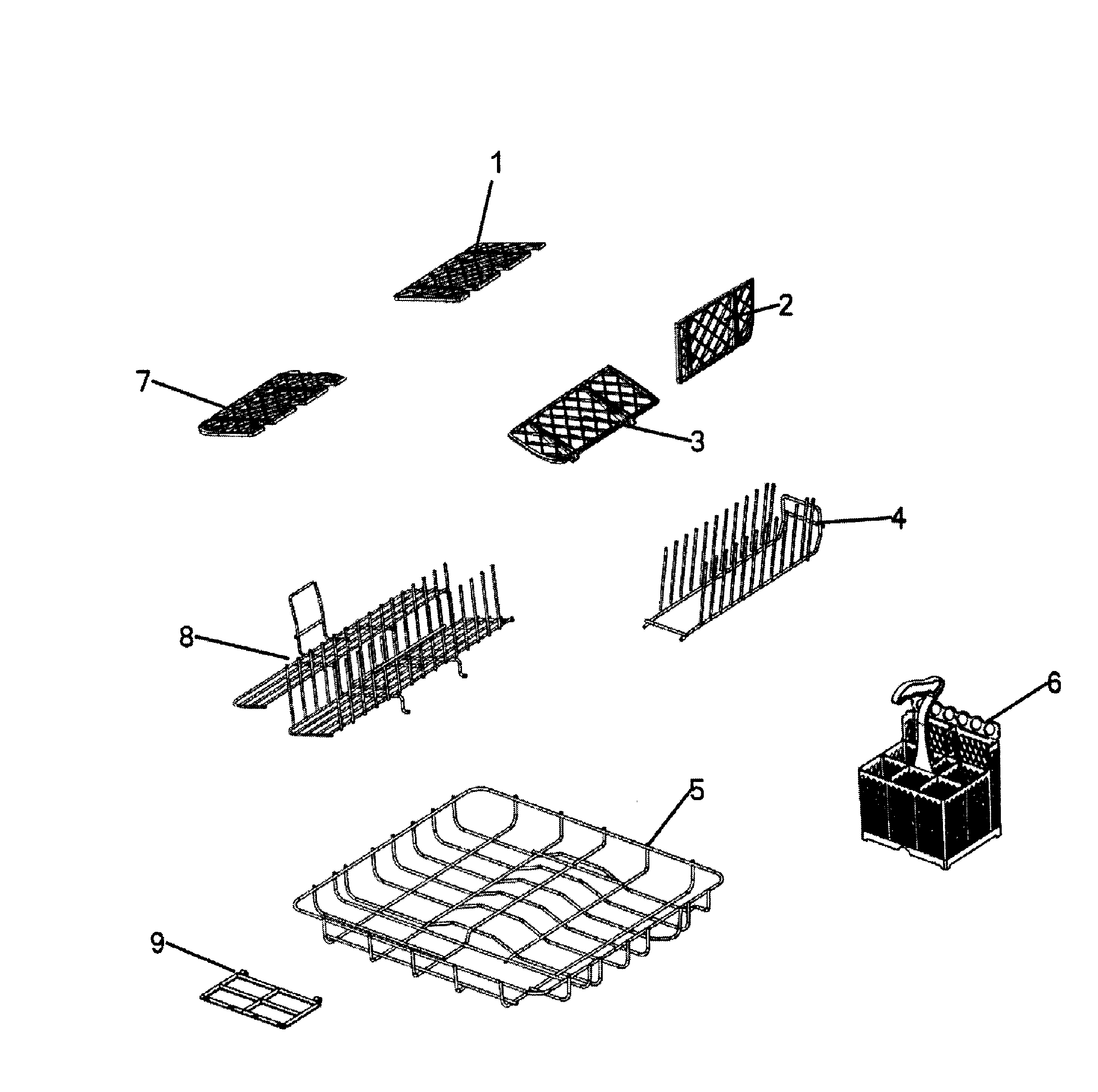 Fisher & Paykel DD603-88445-B baskets/racks diagram