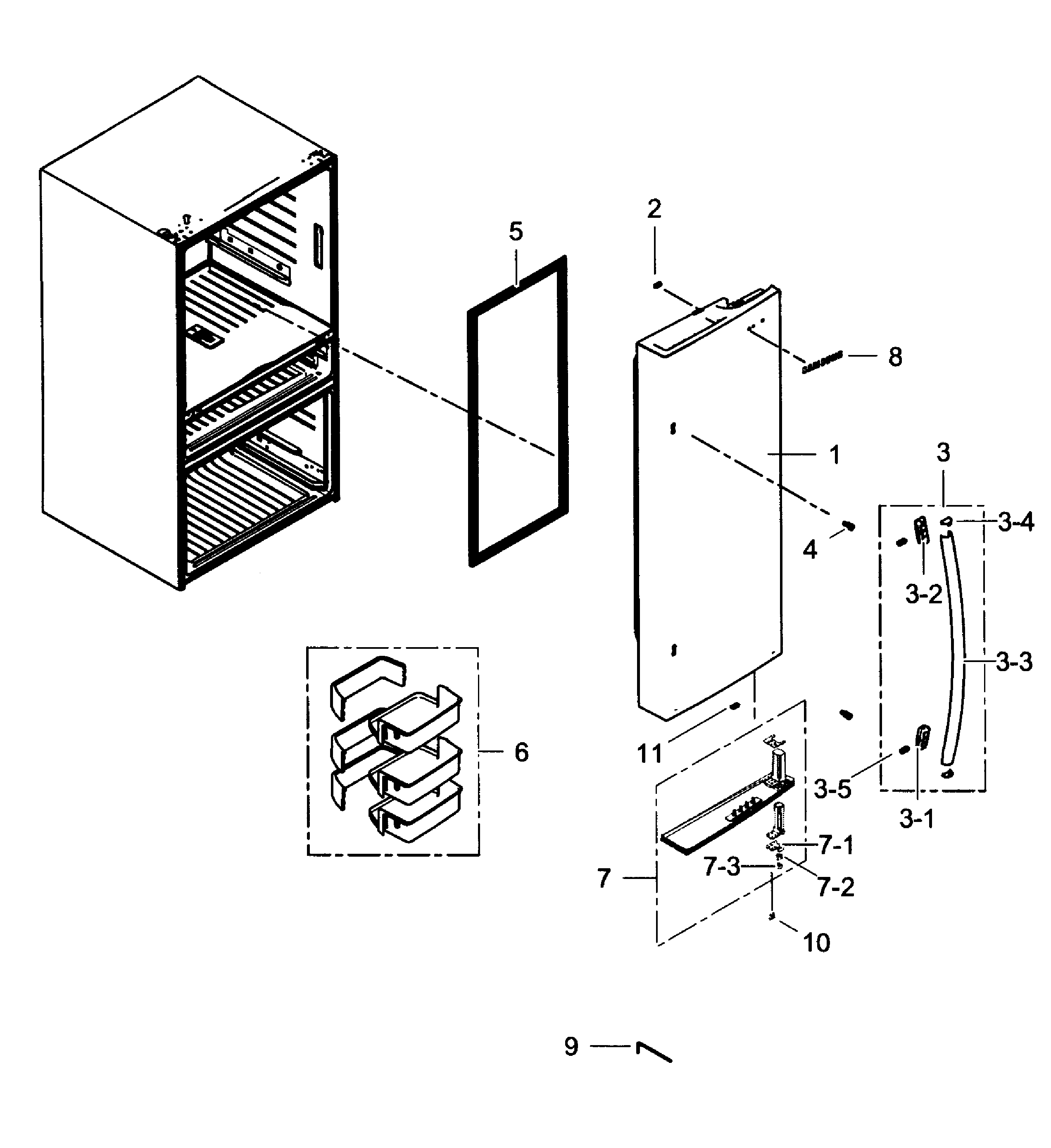 Samsung RF31FMESBSR/AA-01 right door diagram
