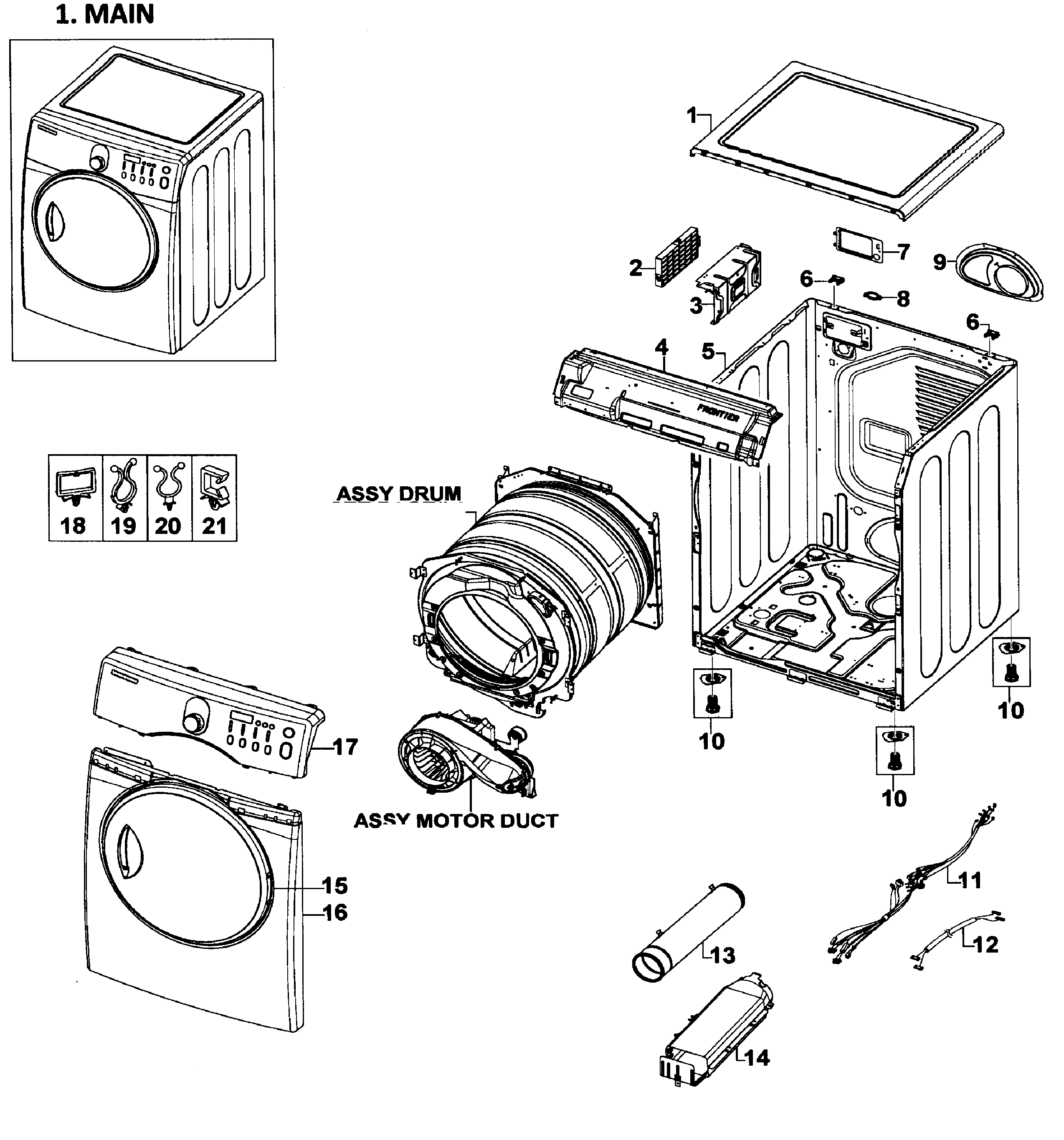 Samsung DV218AEB/XAA-01 main assy diagram