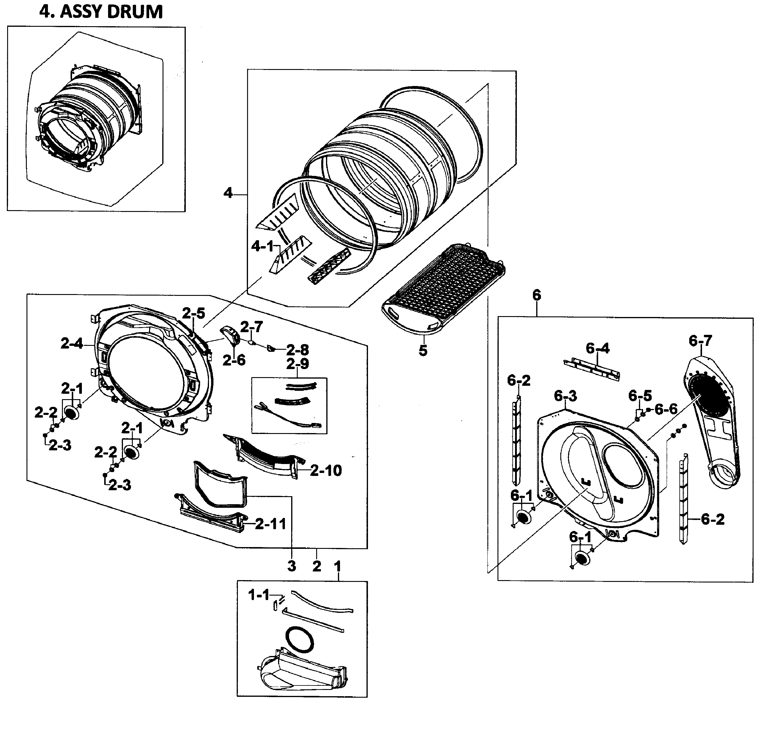 Samsung DV218AEB/XAA-01 drum assy diagram