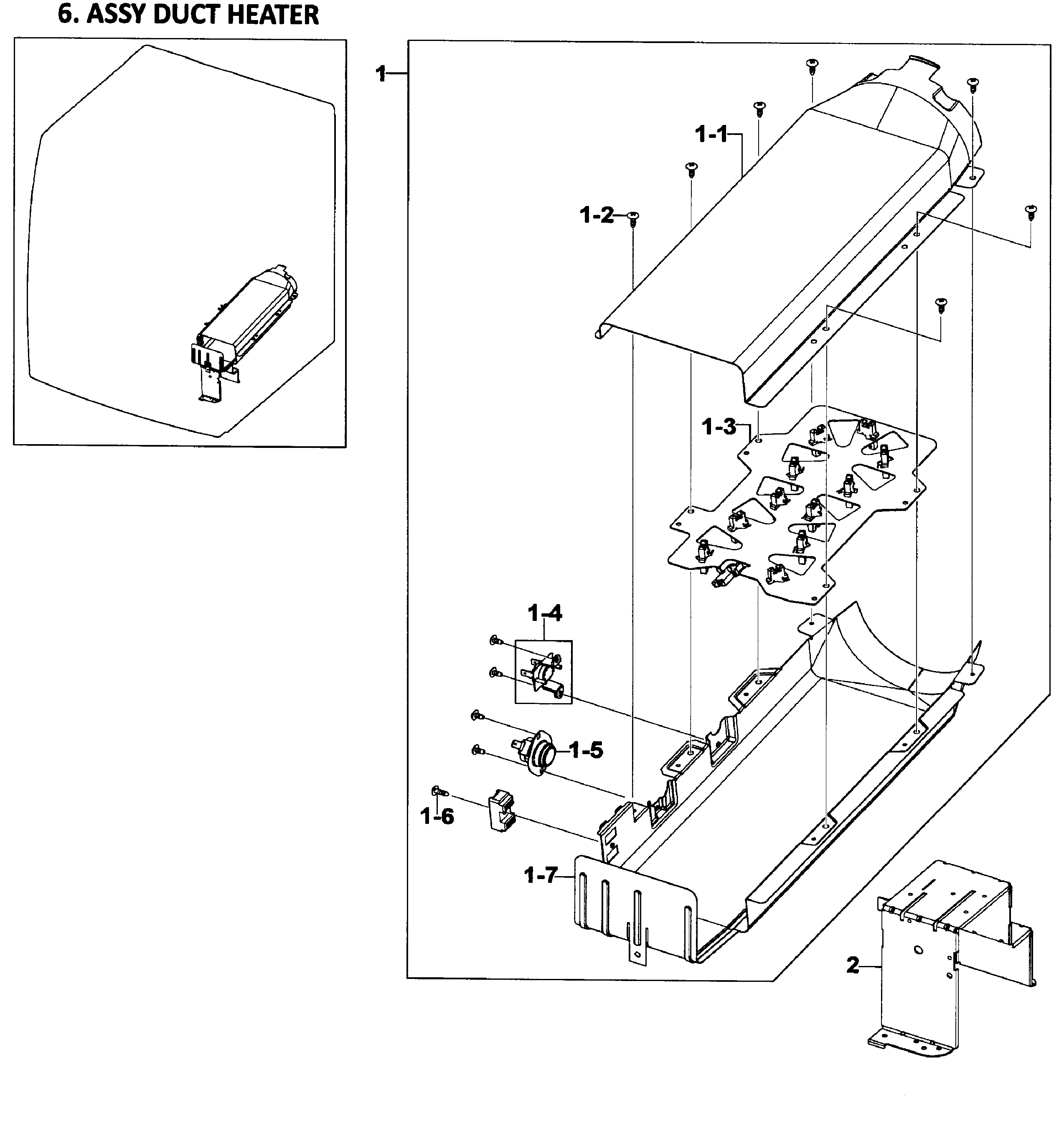 Samsung DV218AEB/XAA-01 heater assy diagram