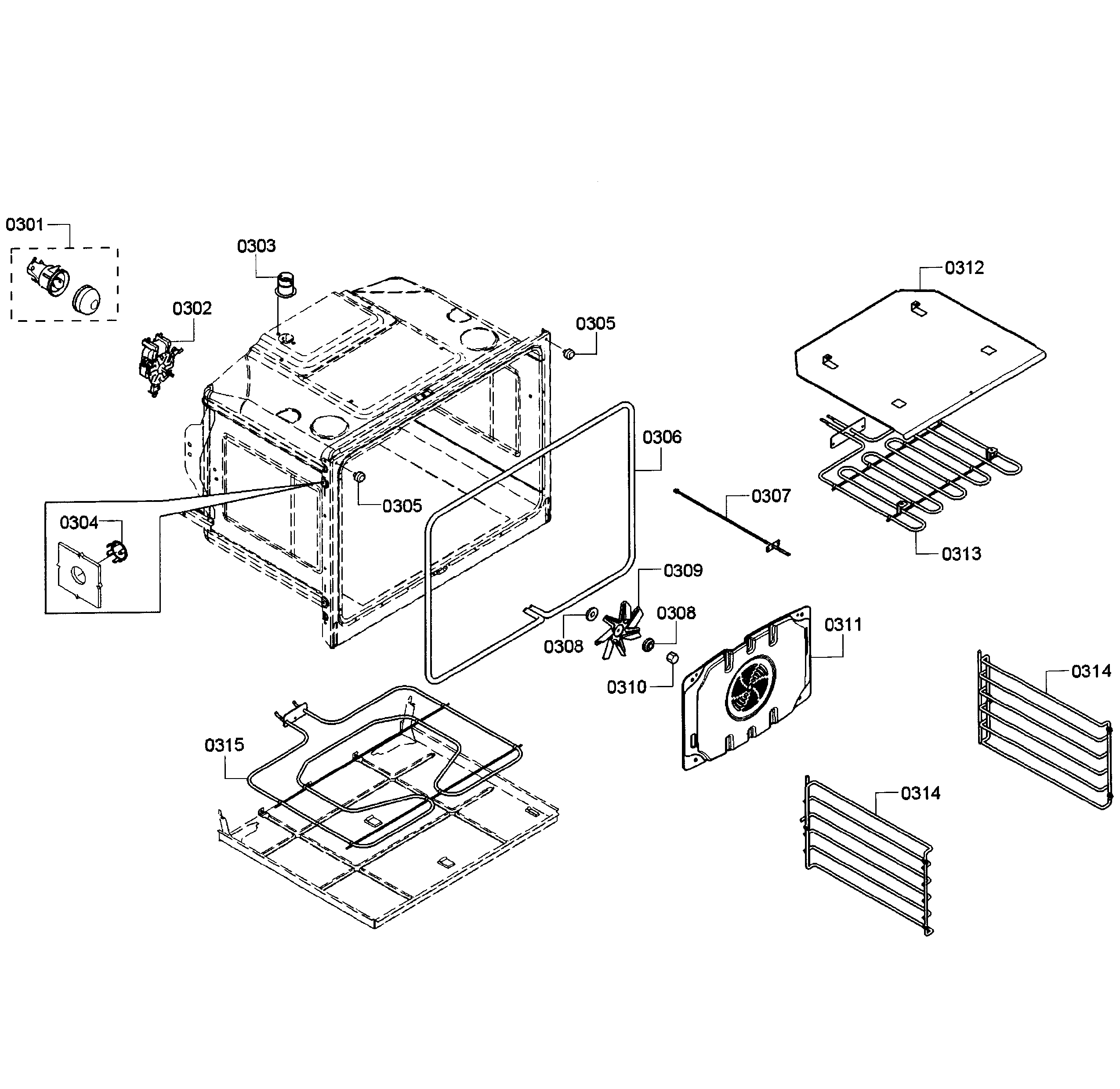Bosch HBN3450UC/01 oven assy diagram