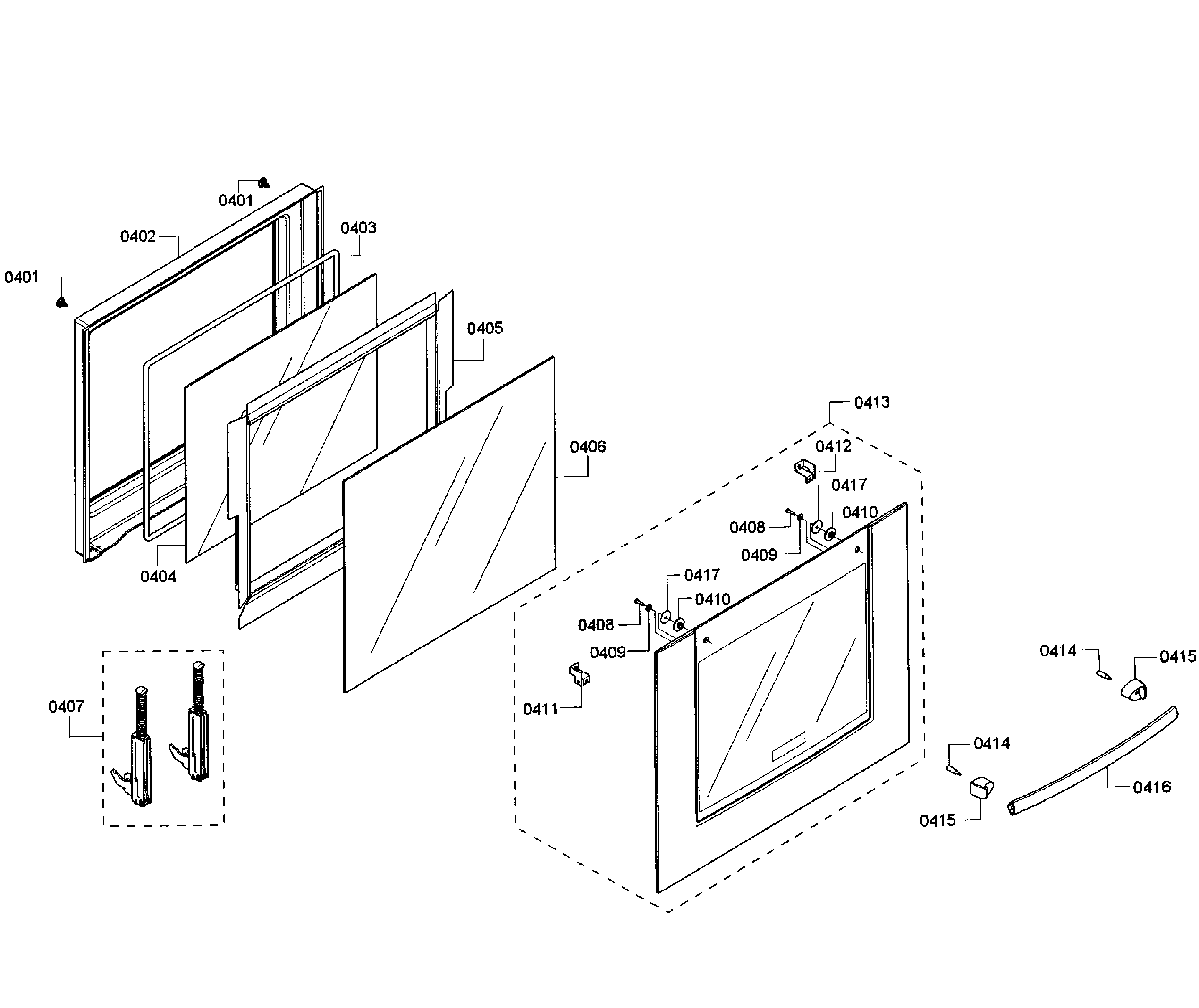 Bosch HBN3450UC/01 door assy diagram