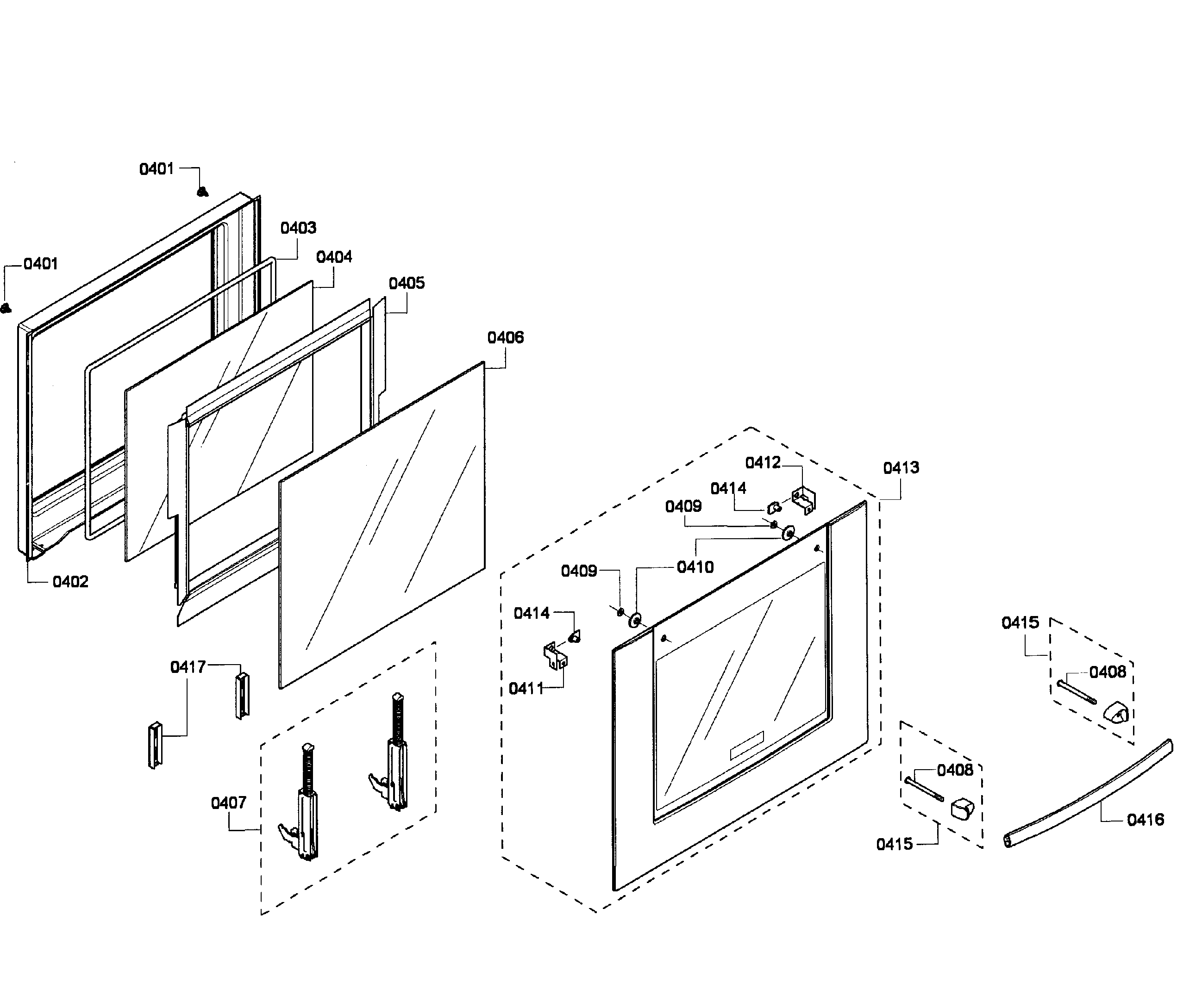 Bosch HBN3450UC/04 door assy diagram