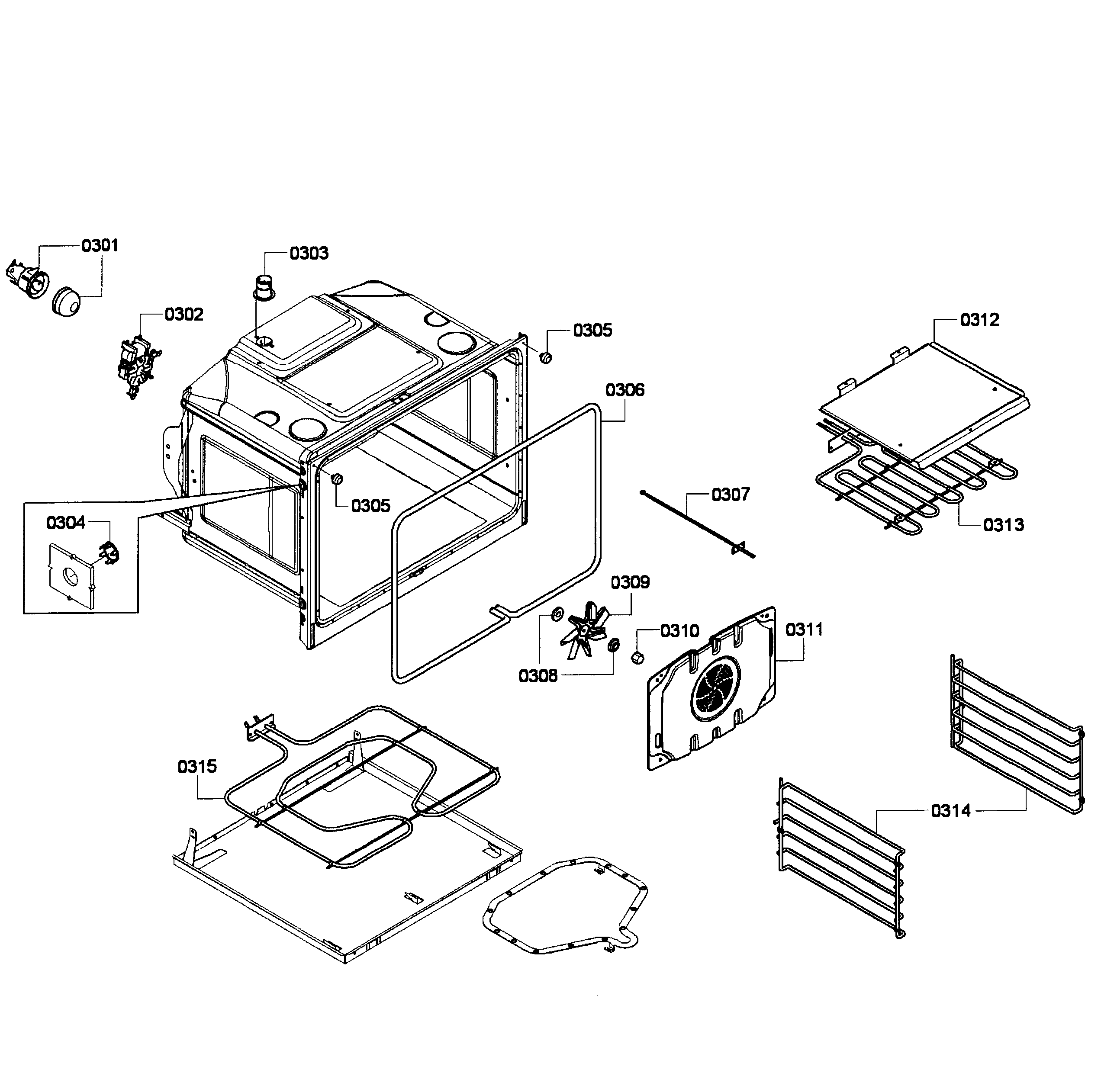 Bosch HBN3450UC/05 oven assy diagram