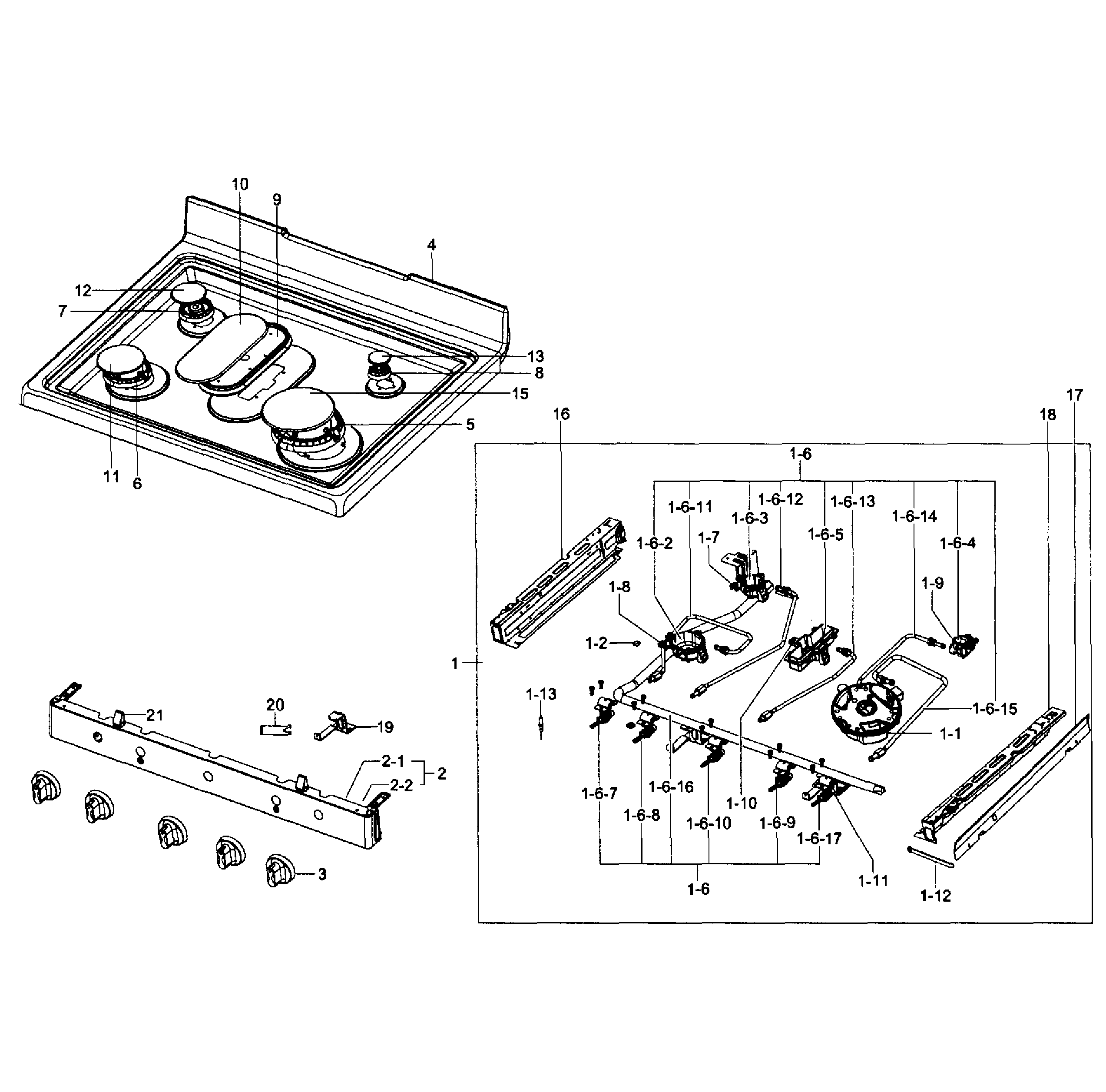 Samsung FX710BGS/XAA-02 cooktop assy diagram