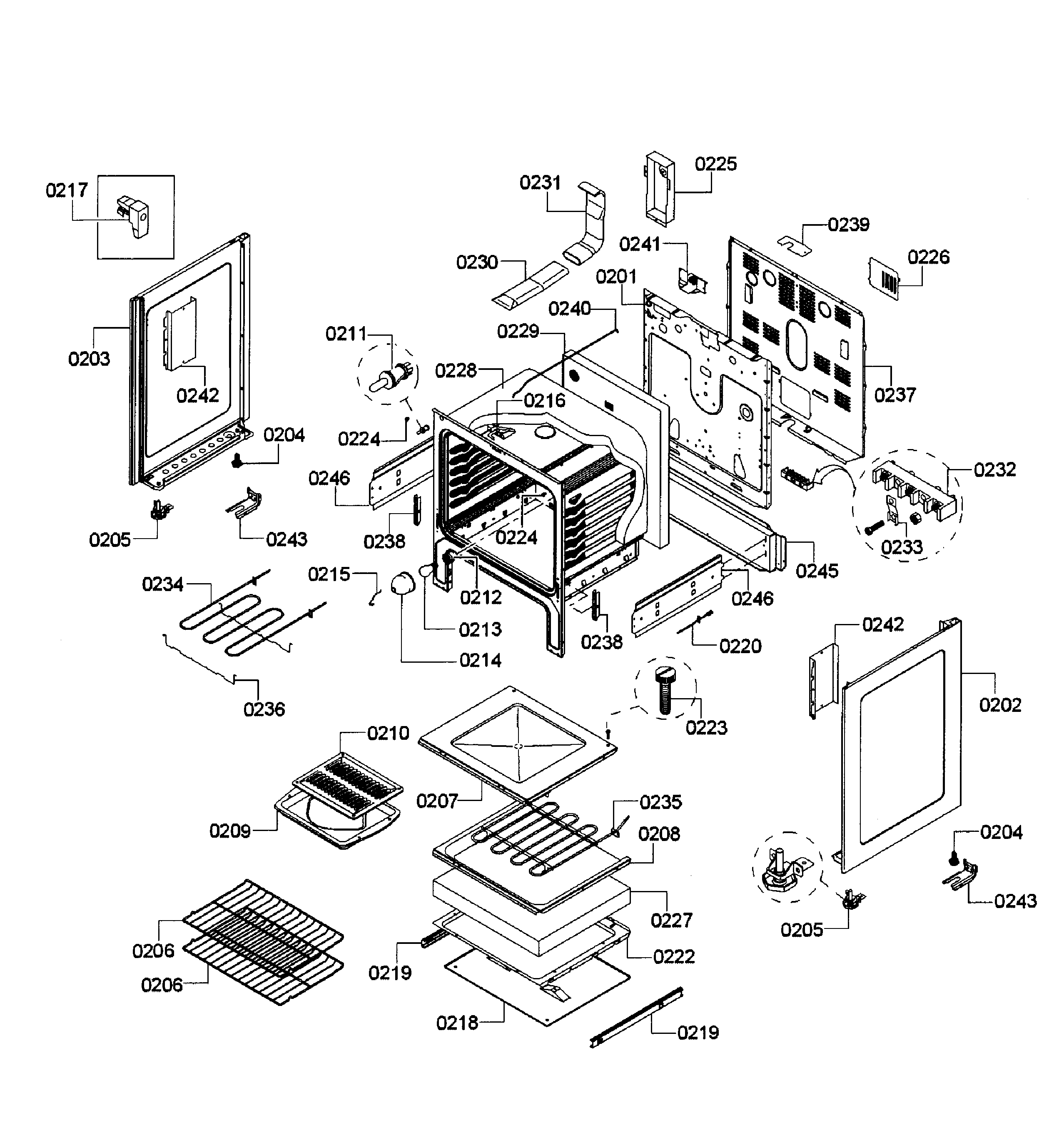 Bosch HES3053U/04 oven assy diagram
