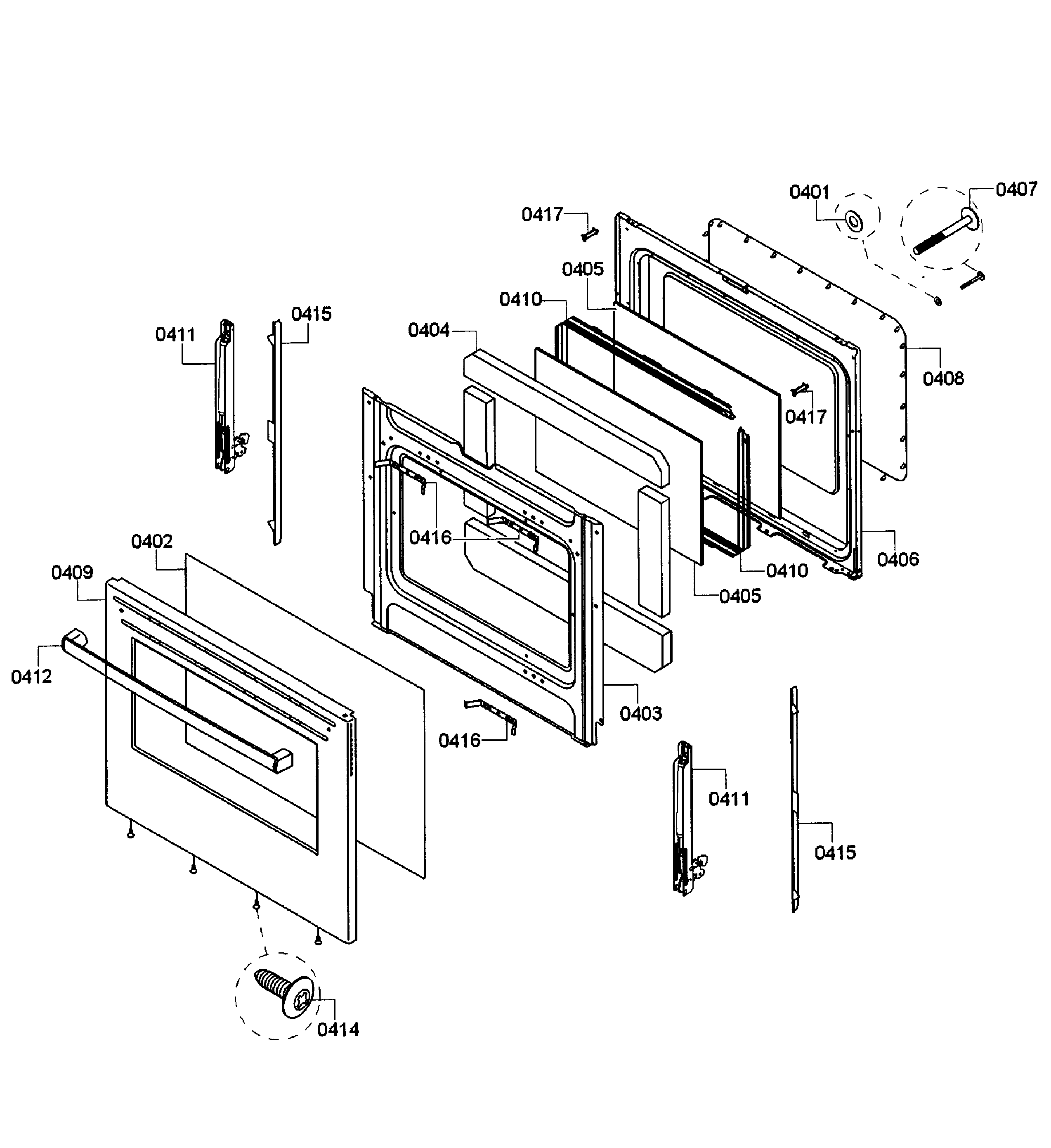 Bosch HES3053U/04 door assy diagram