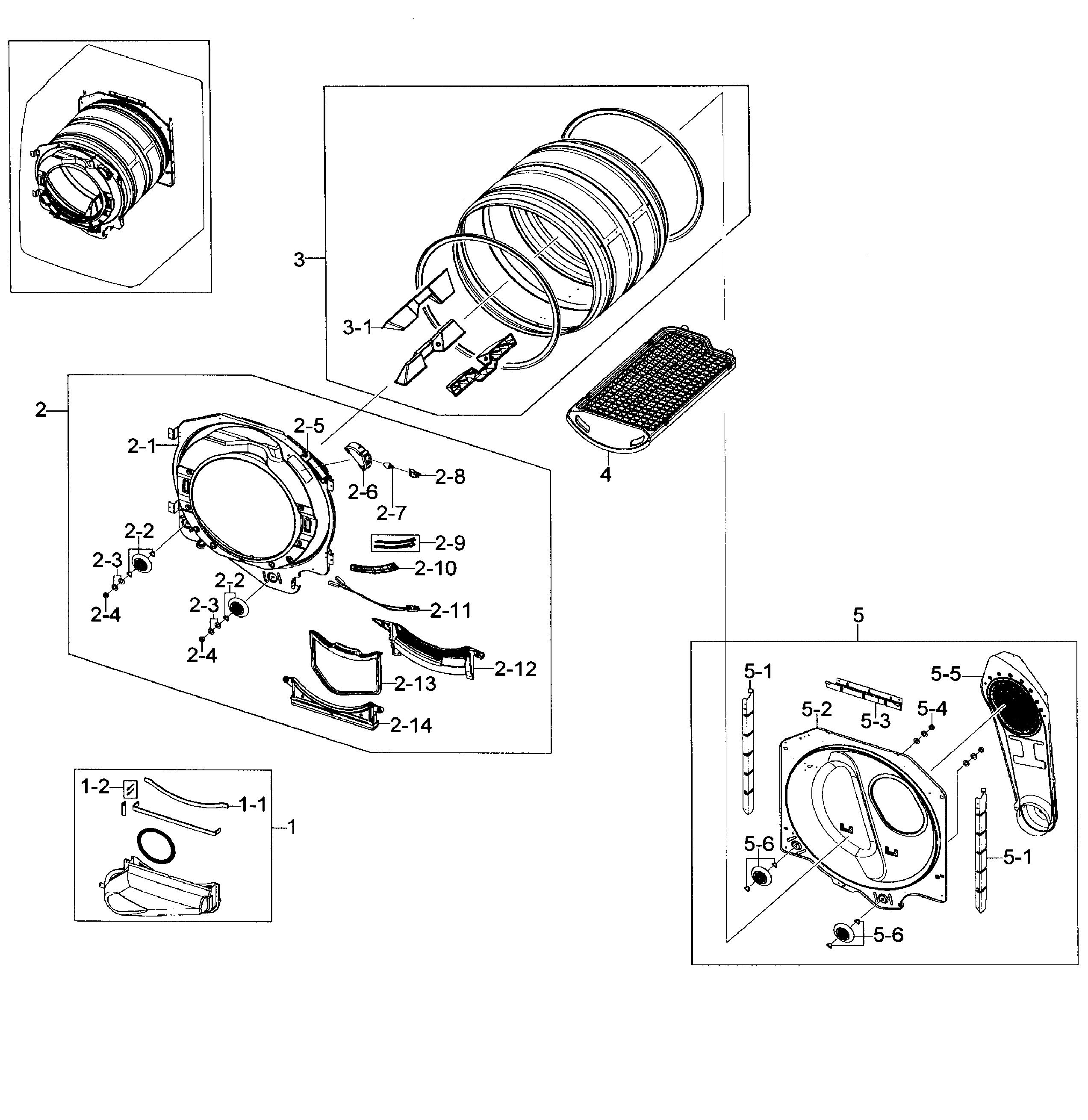 Samsung DV448AGE/XAA-01 drum assy diagram
