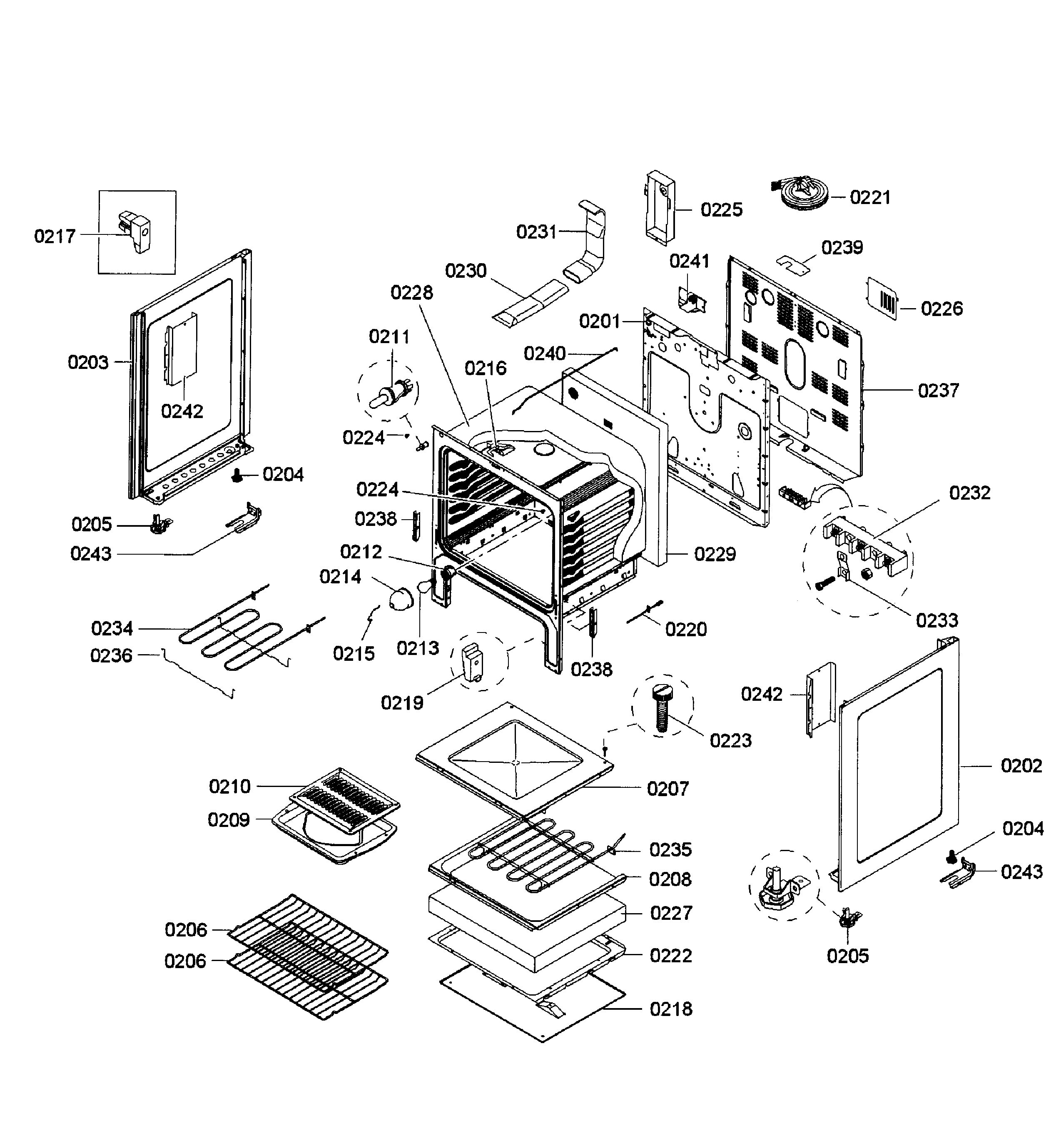 Bosch HES3023U/03 oven assy diagram