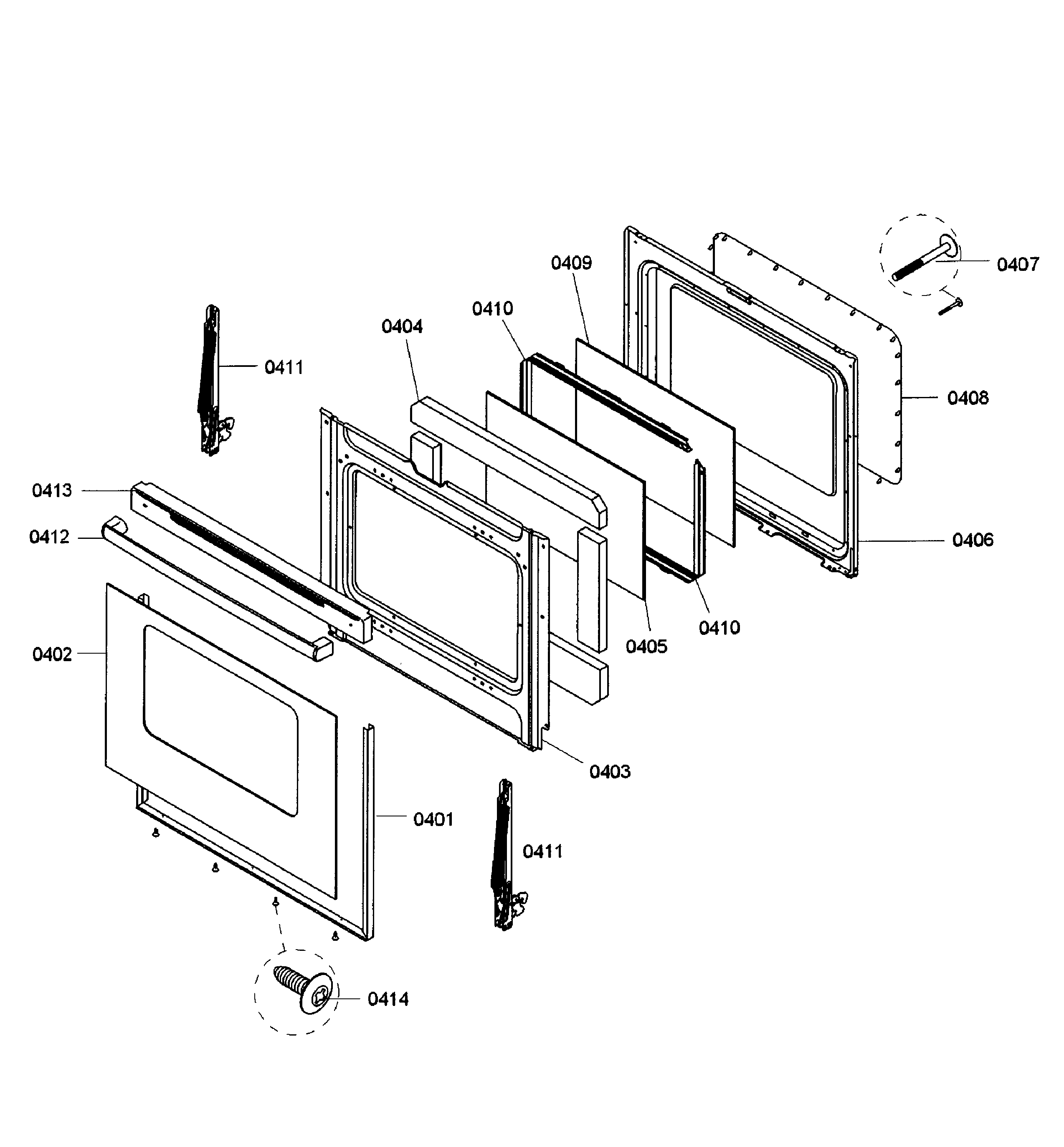 Bosch HES3023U/03 door assy diagram