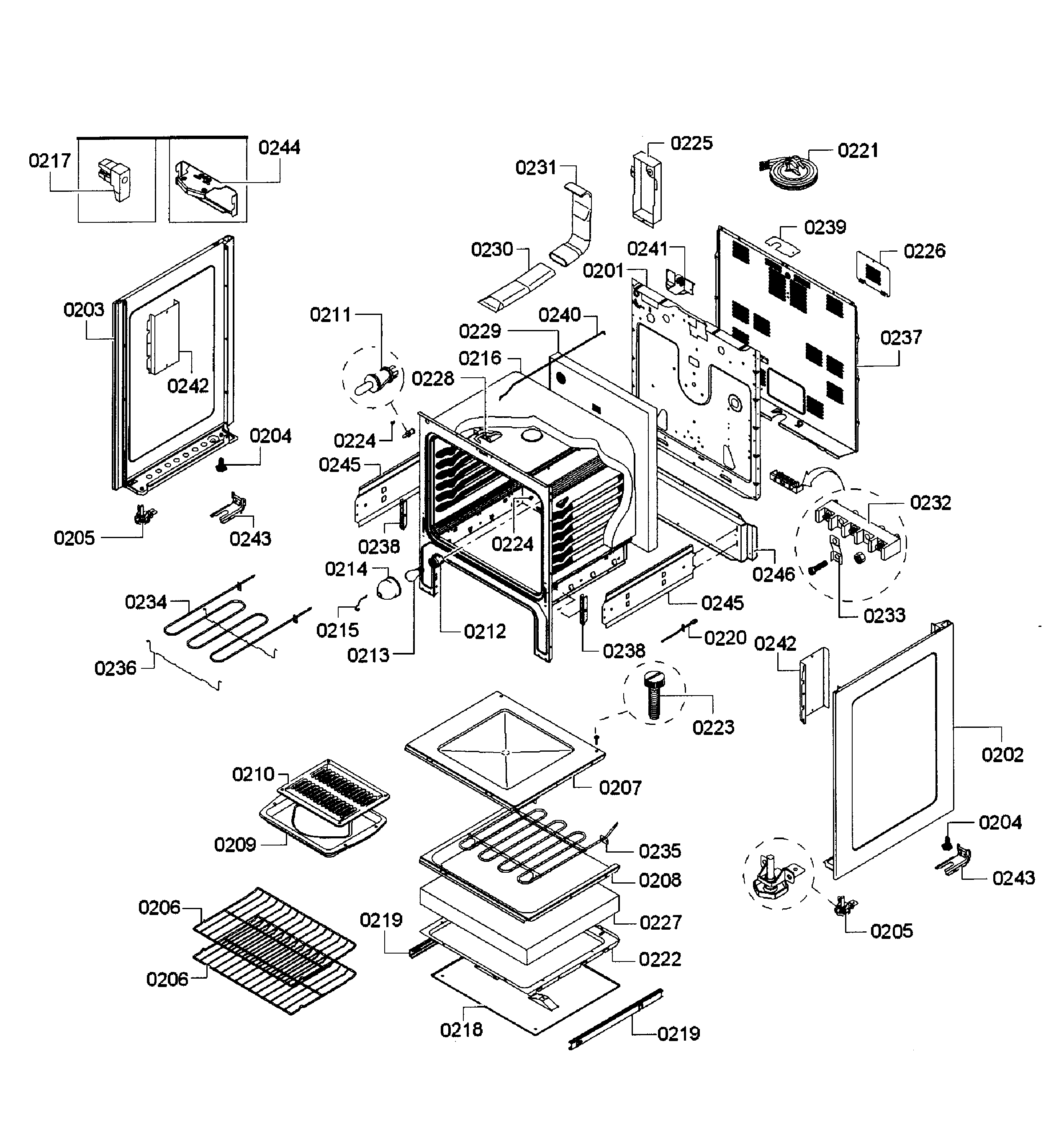 Bosch HES3023U/06 oven assy diagram