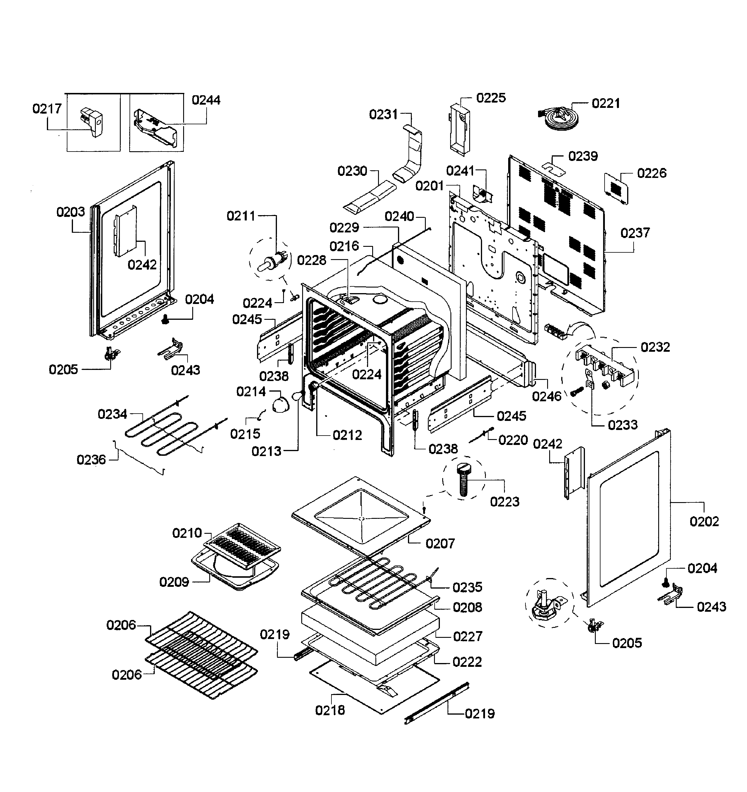 Bosch HES3023U/07 oven assy diagram