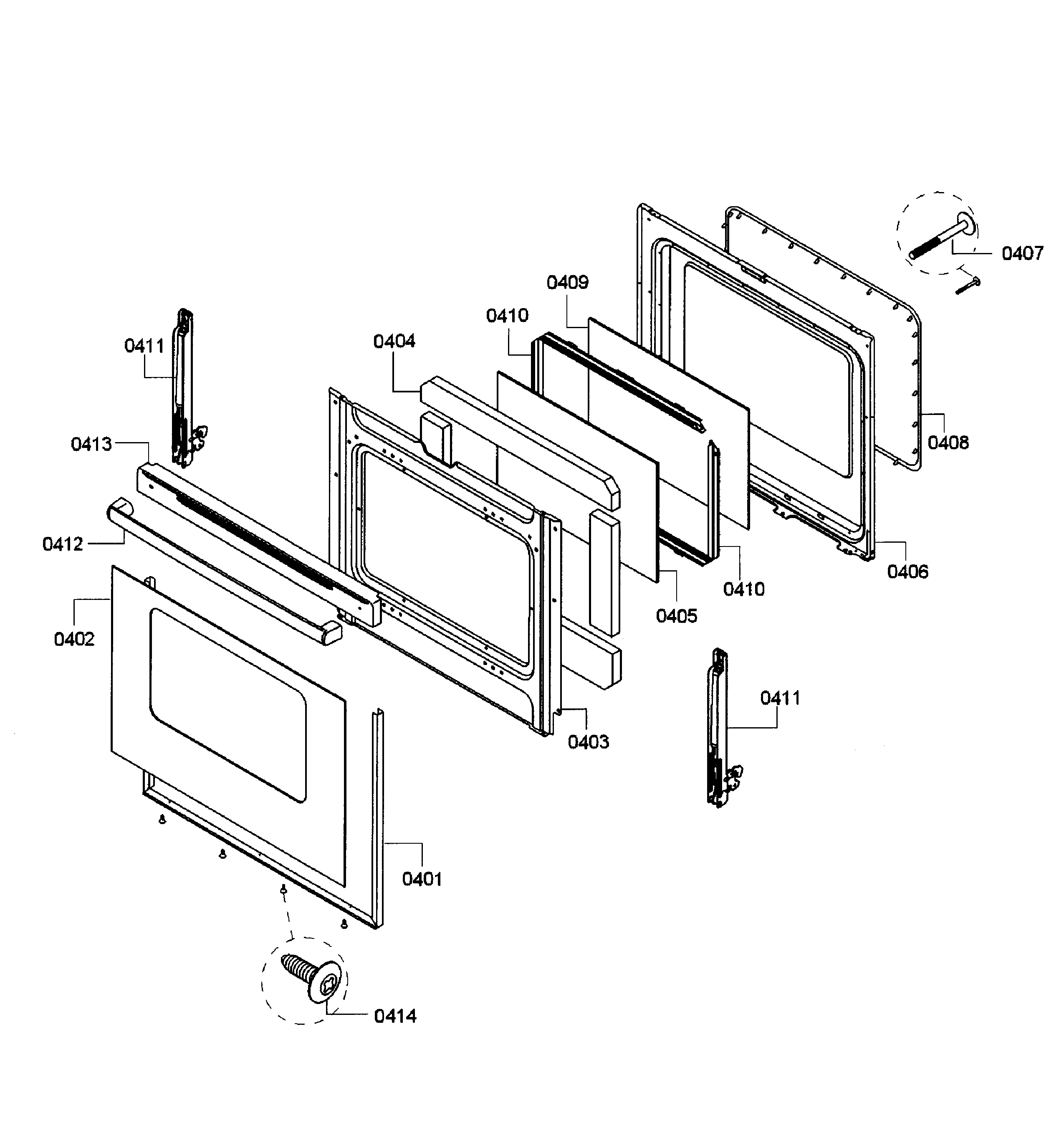 Bosch HES3023U/07 door assy diagram