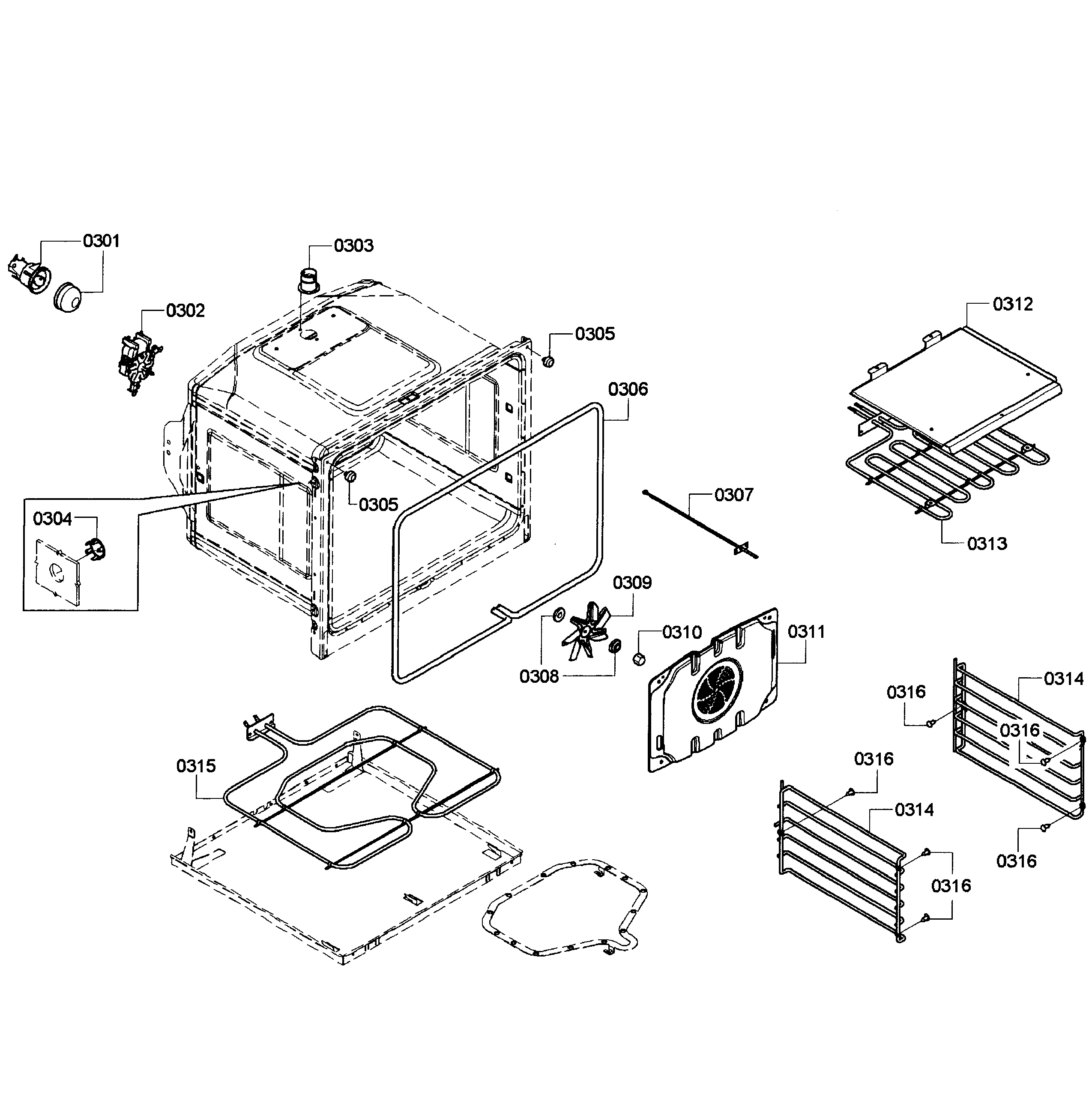 Bosch HBN3550UC/10 oven upper diagram