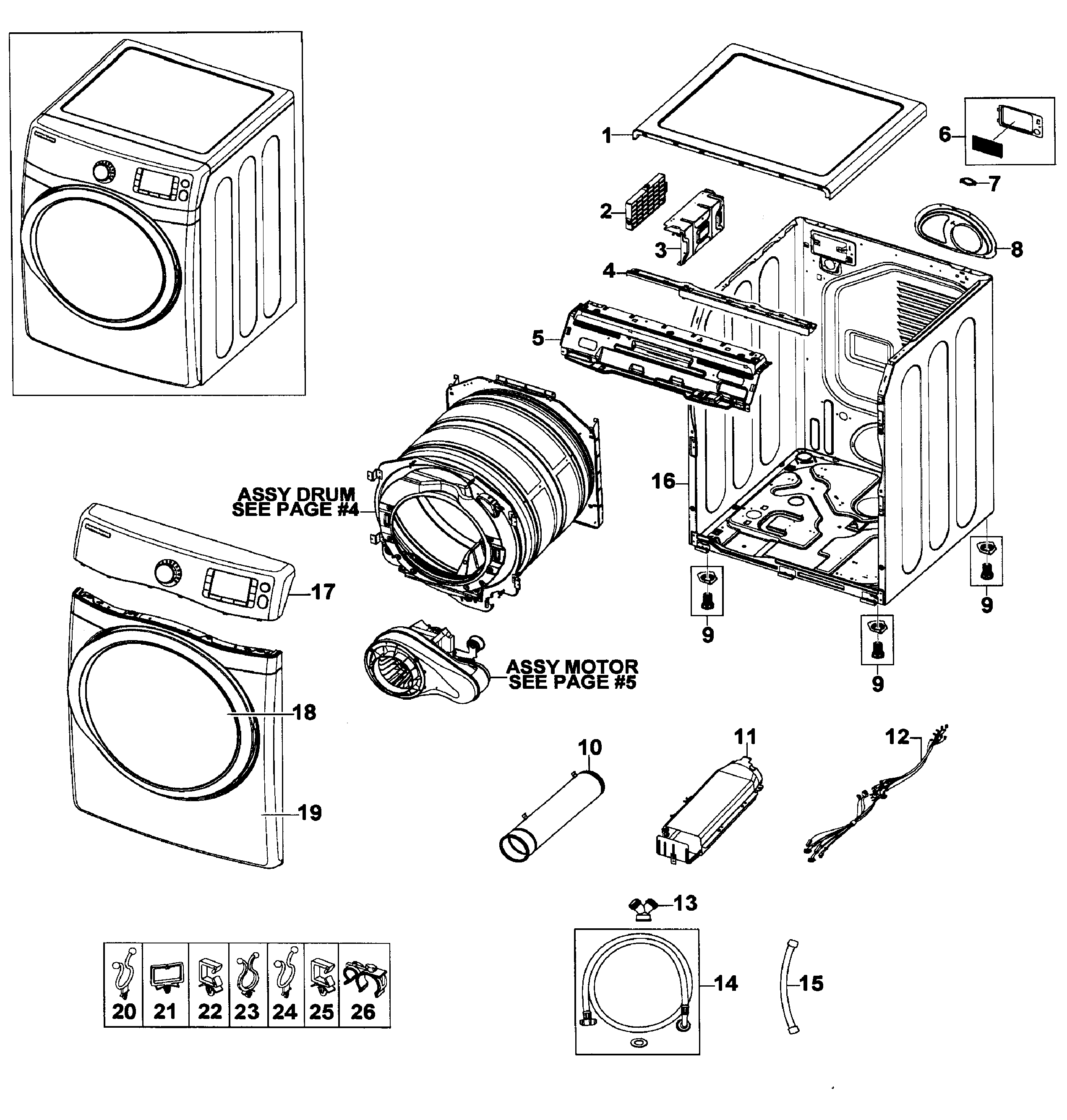 Samsung DV520AEP/XAA-02 main assy diagram