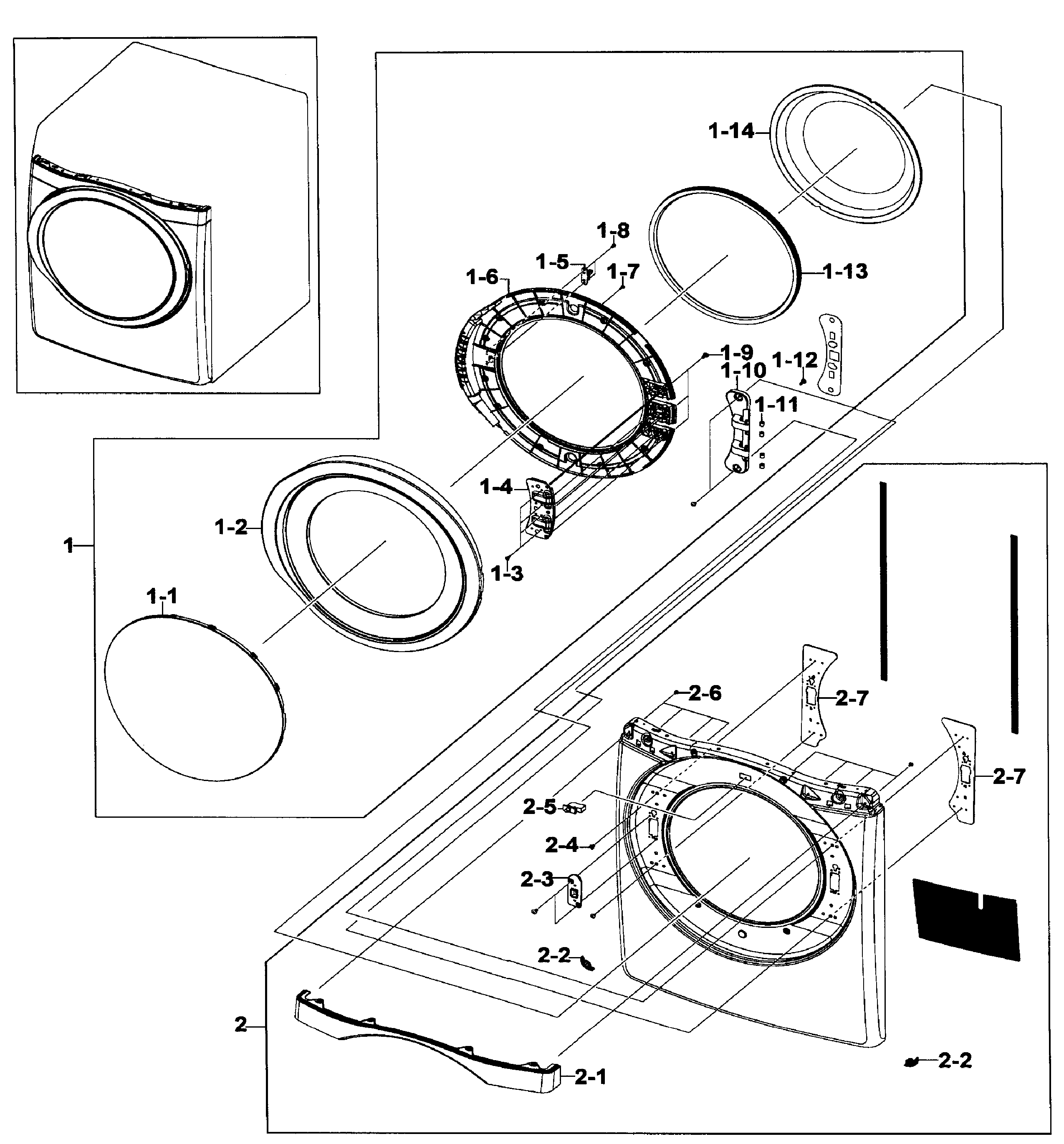 Samsung DV520AEP/XAA-02 front/door assy diagram