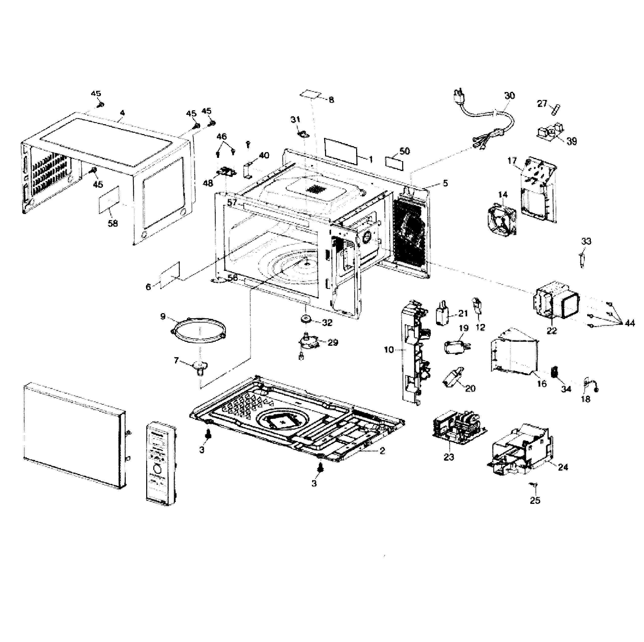 Panasonic NN-SD372S cabinet parts diagram